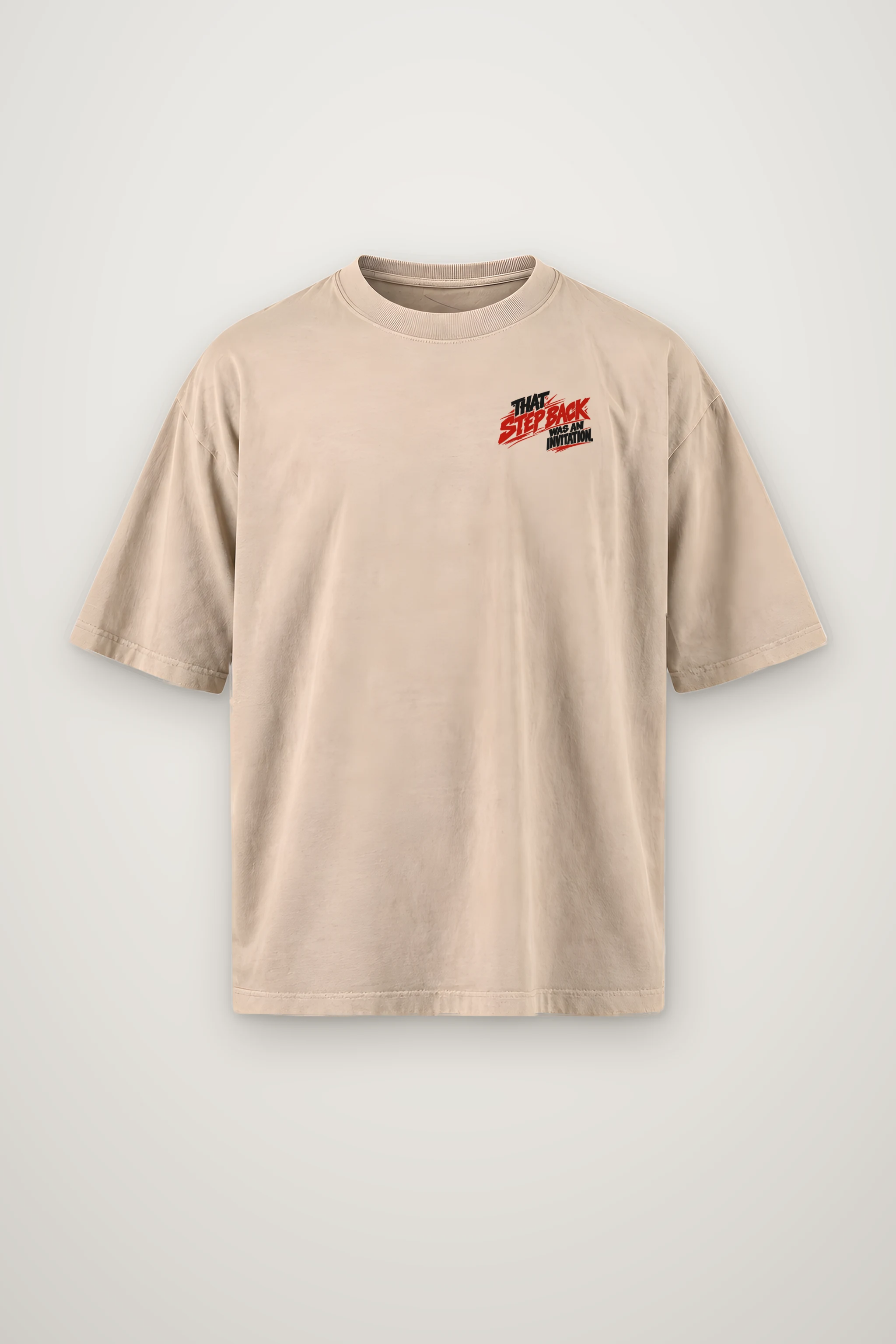 "That Step Back Was an Invitation" Men's Oversized Heavyweight Crewneck T-Shirt