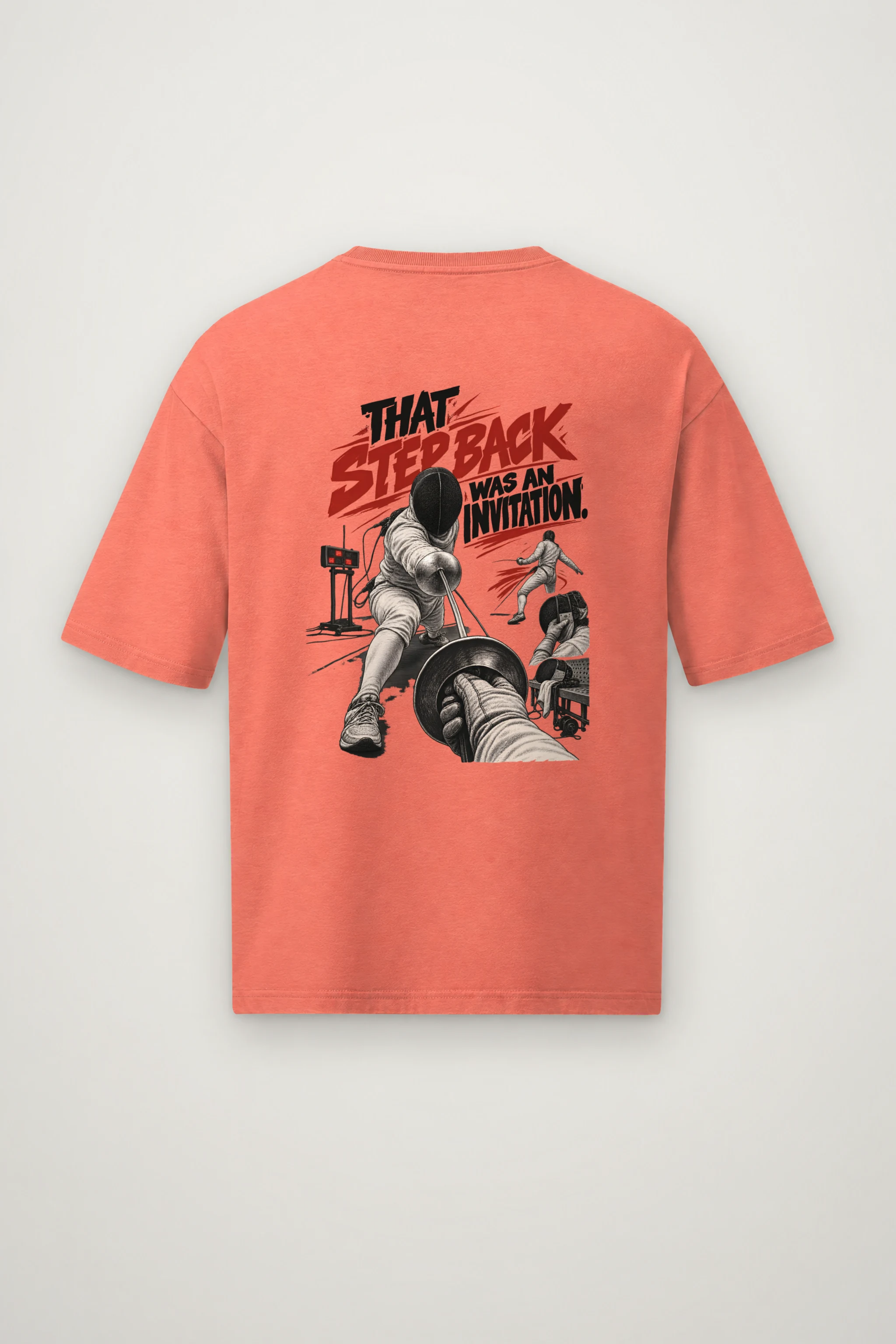 "That Step Back Was an Invitation" Men's Oversized Heavyweight Crewneck T-Shirt