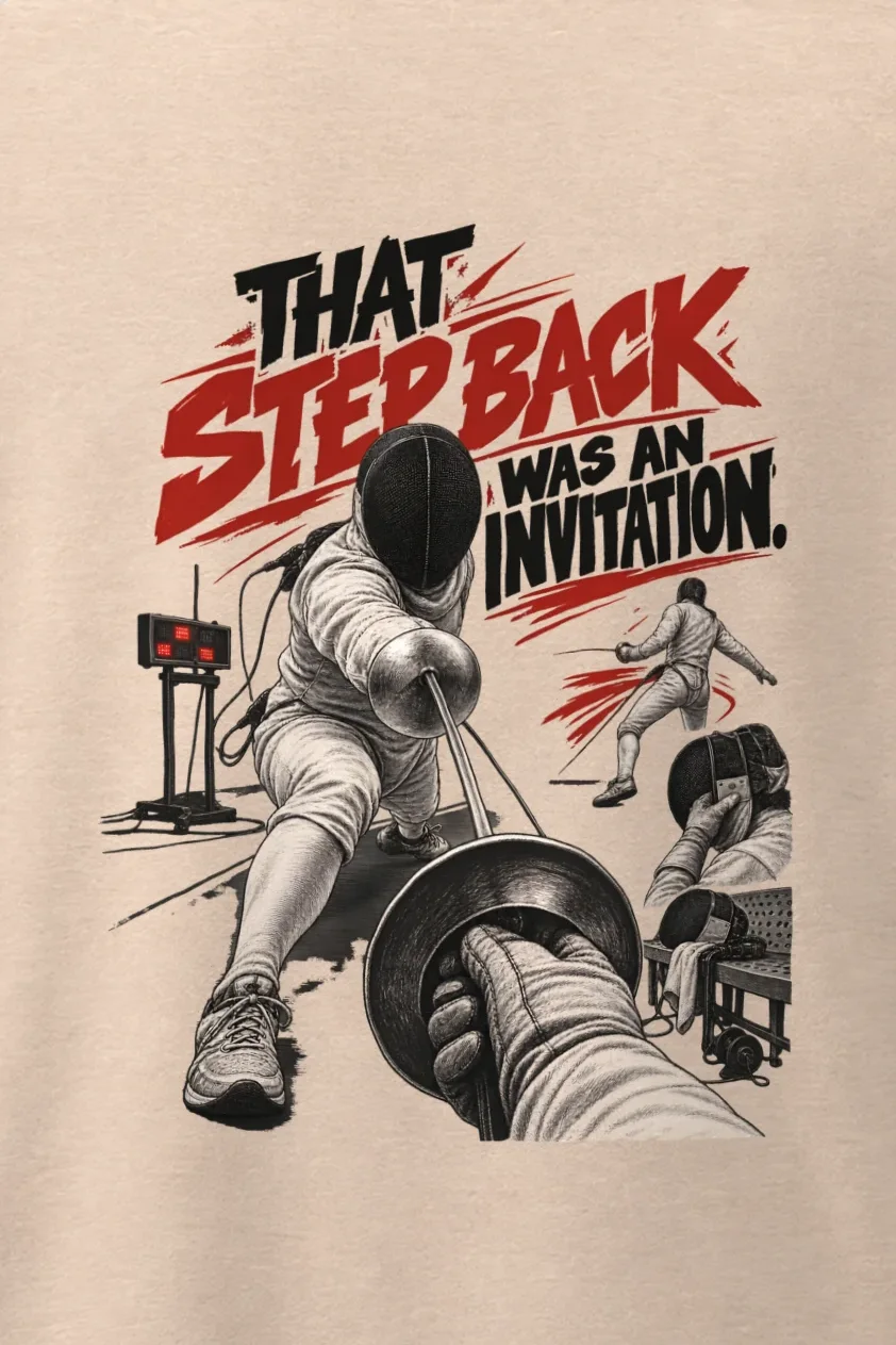 "That Step Back Was an Invitation" Men’s Oversized Heavyweight Crewneck T-Shirt - the graphic up close