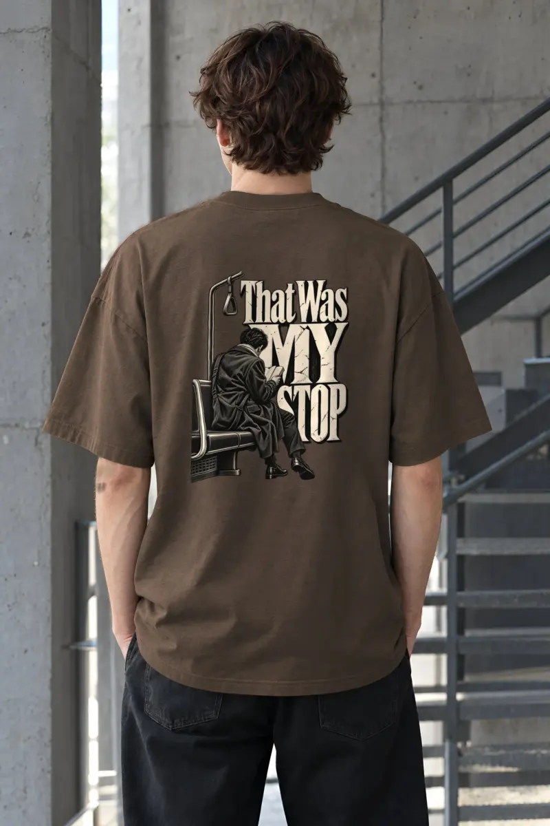 "That Was My Stop" Men's Oversized Heavyweight Crewneck T-Shirt