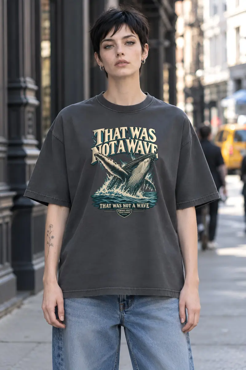 "That Was Not a Wave" Unisex Oversized Heavyweight Crewneck T-Shirt