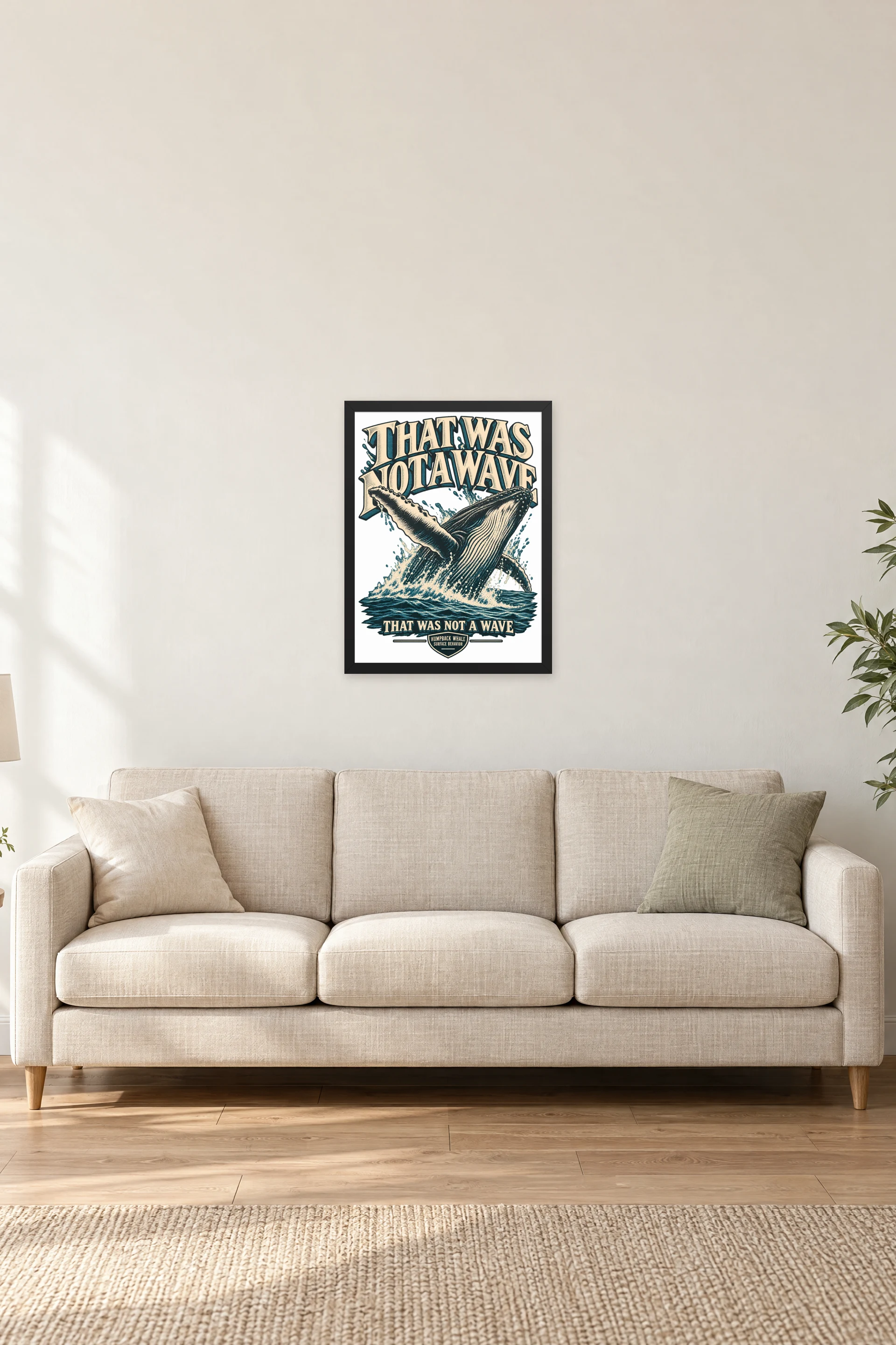 "That Was Not a Wave" Premium Wooden Framed Poster — Black frame, 18 × 24 in