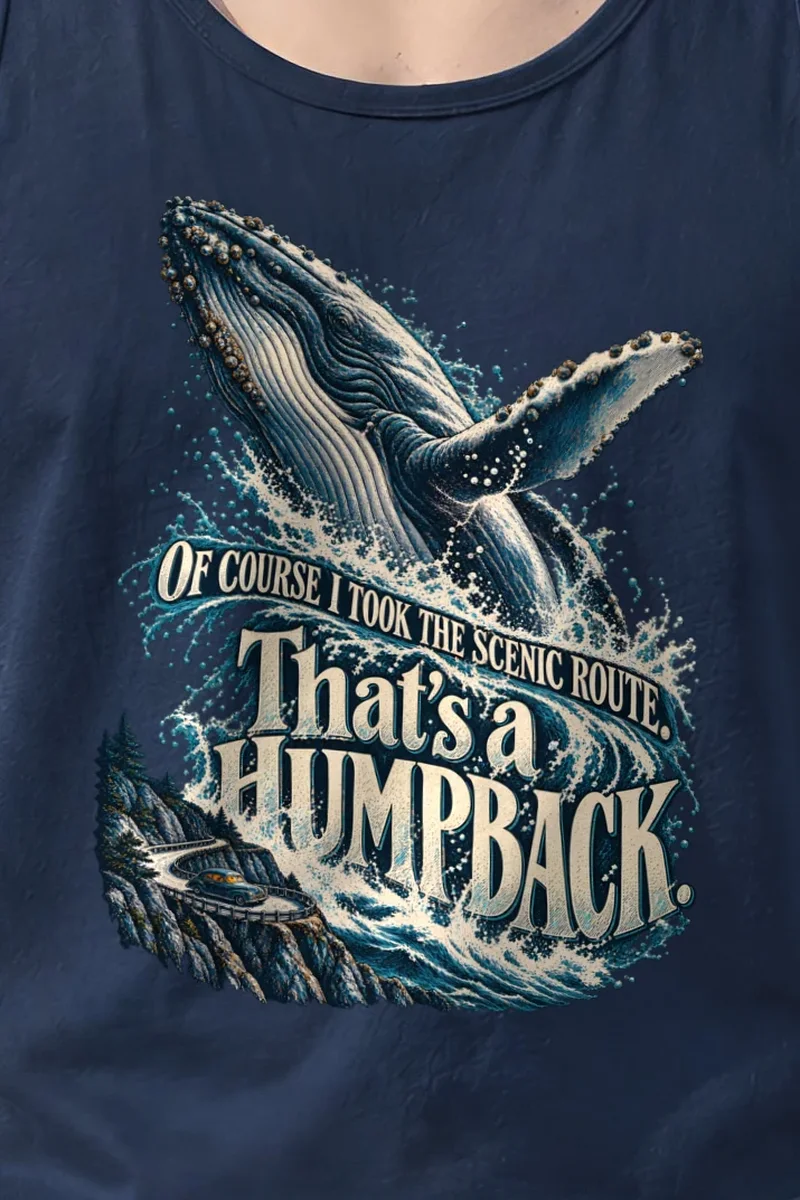 "That’s a Humpback" Unisex Jersey Tank - the graphic up close