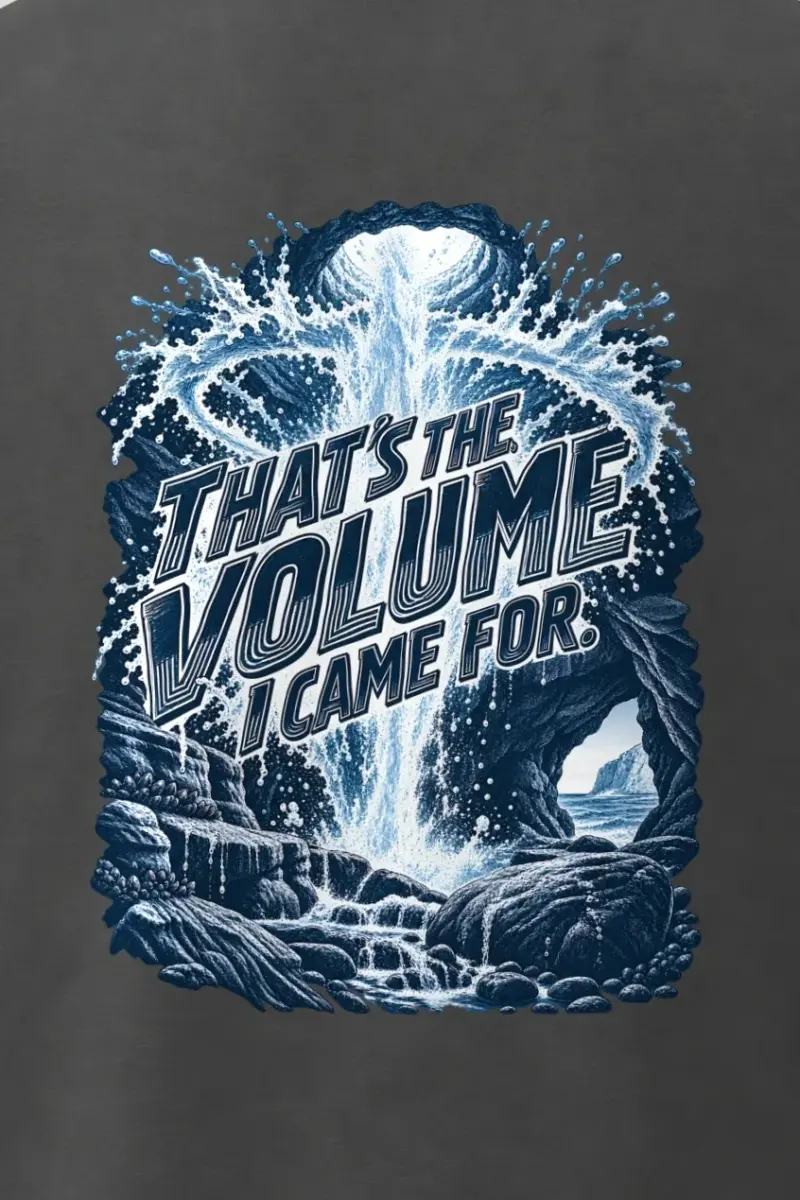 "That’s the Volume I Came For" Men’s Oversized Heavyweight Crewneck T-Shirt - the graphic up close