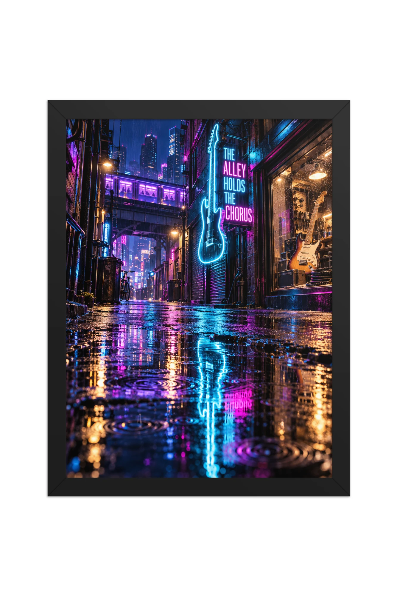 "The Alley Holds the Chorus" Premium Wooden Framed Poster