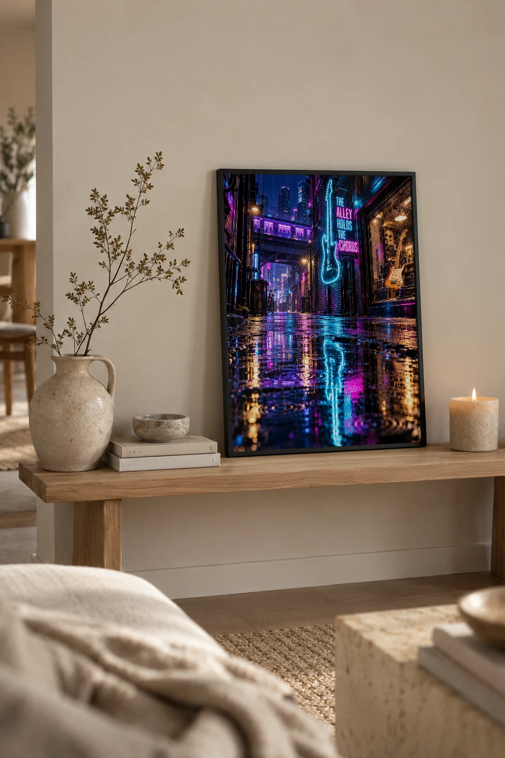 "The Alley Holds the Chorus" Premium Wooden Framed Poster