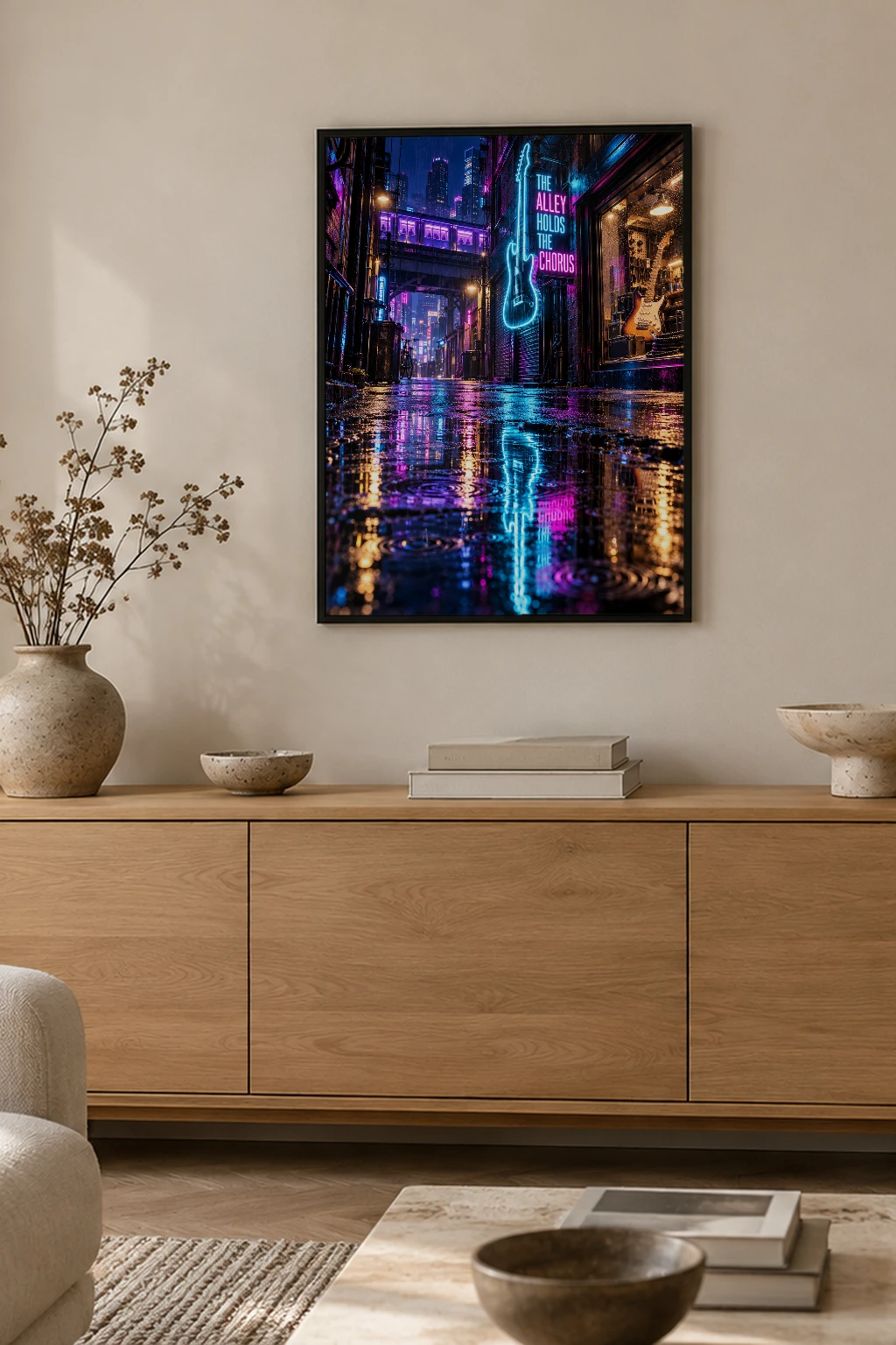 "The Alley Holds the Chorus" Premium Wooden Framed Poster