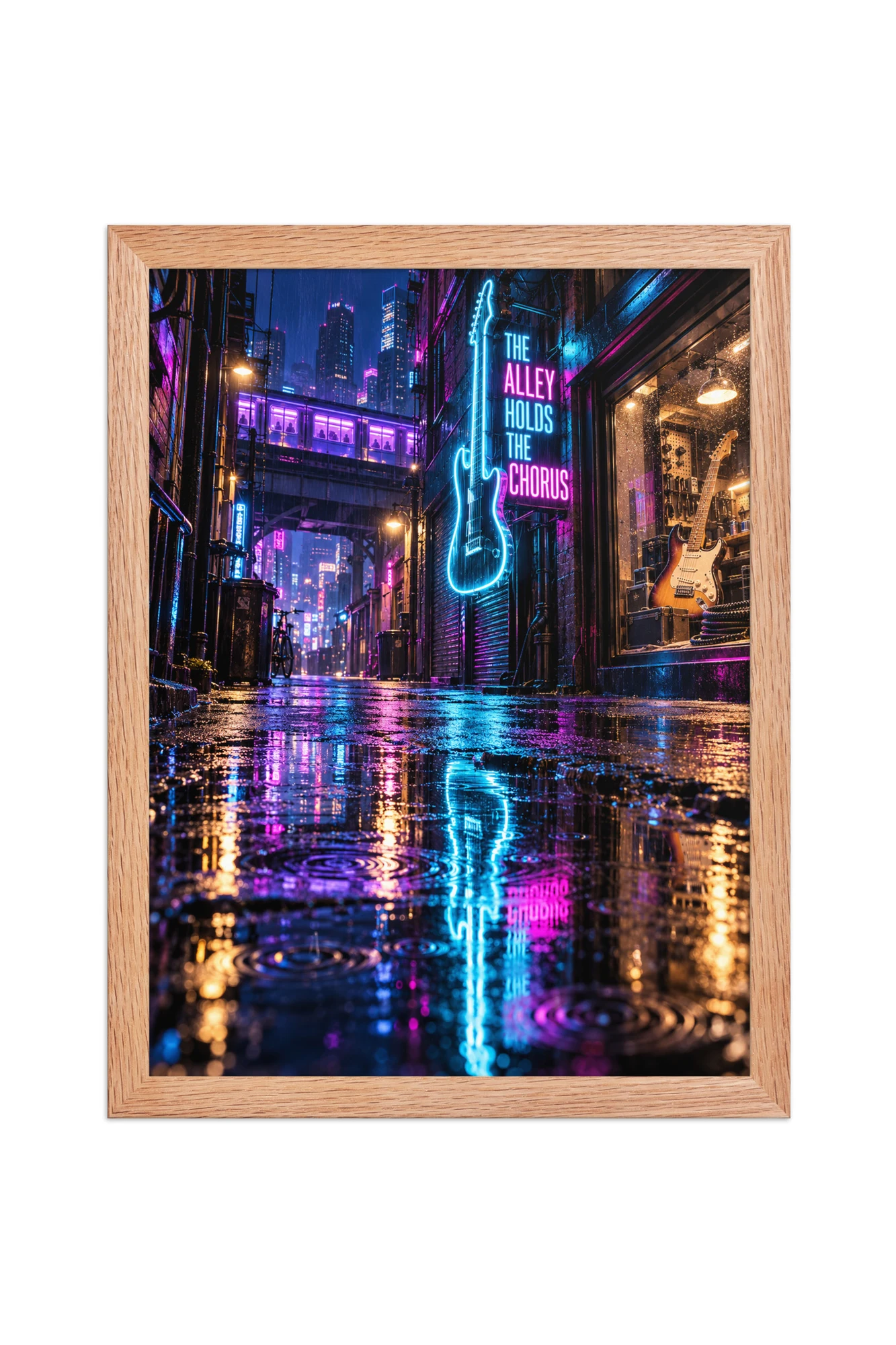 "The Alley Holds the Chorus" Premium Wooden Framed Poster