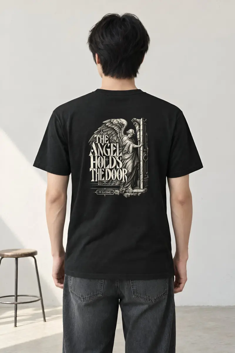 "THE ANGEL HOLDS THE DOOR" Heavyweight Unisex Crewneck T-shirt