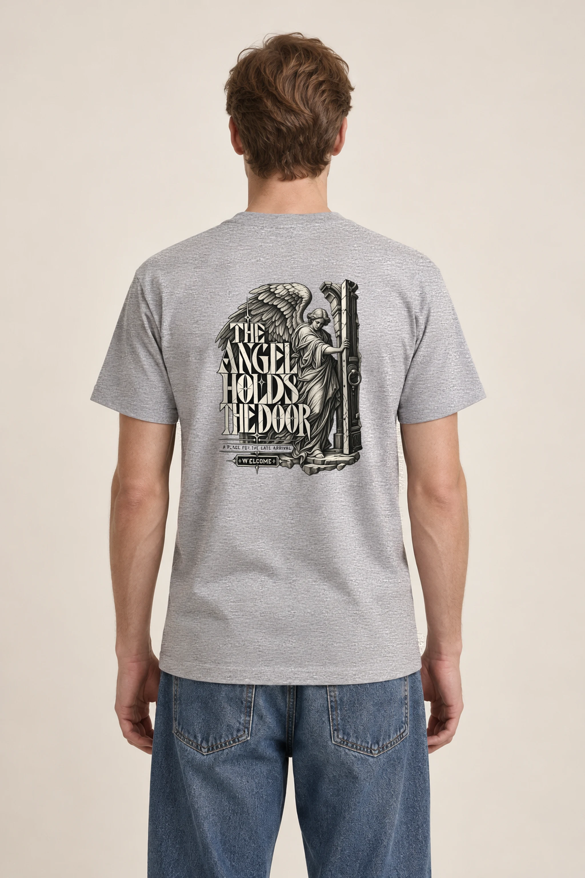 "THE ANGEL HOLDS THE DOOR" Heavyweight Unisex Crewneck T-shirt