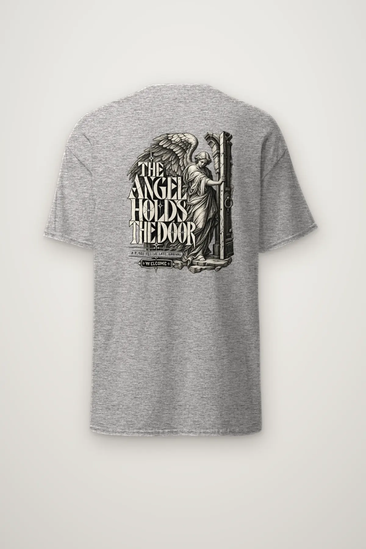 "THE ANGEL HOLDS THE DOOR" Heavyweight Unisex Crewneck T-shirt