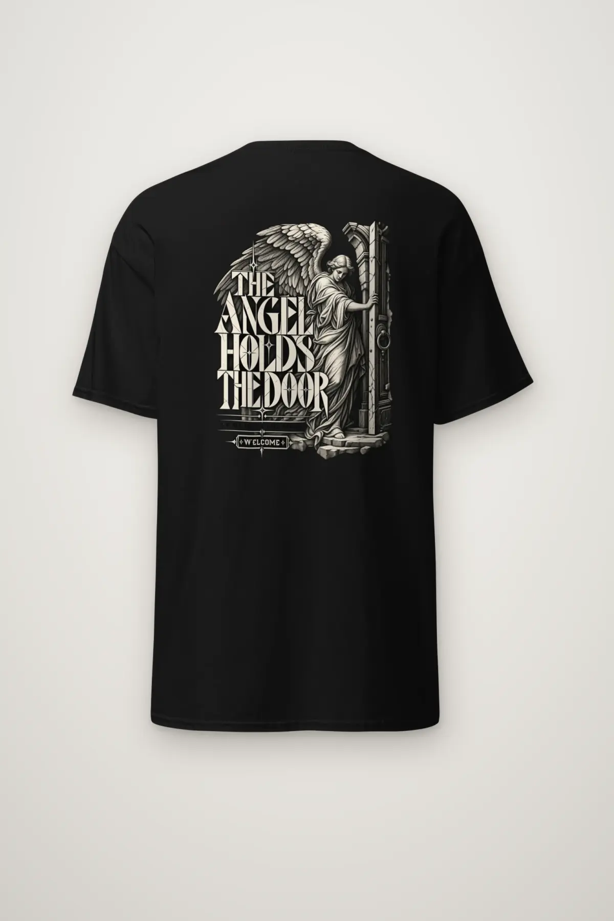 "THE ANGEL HOLDS THE DOOR" Heavyweight Unisex Crewneck T-shirt