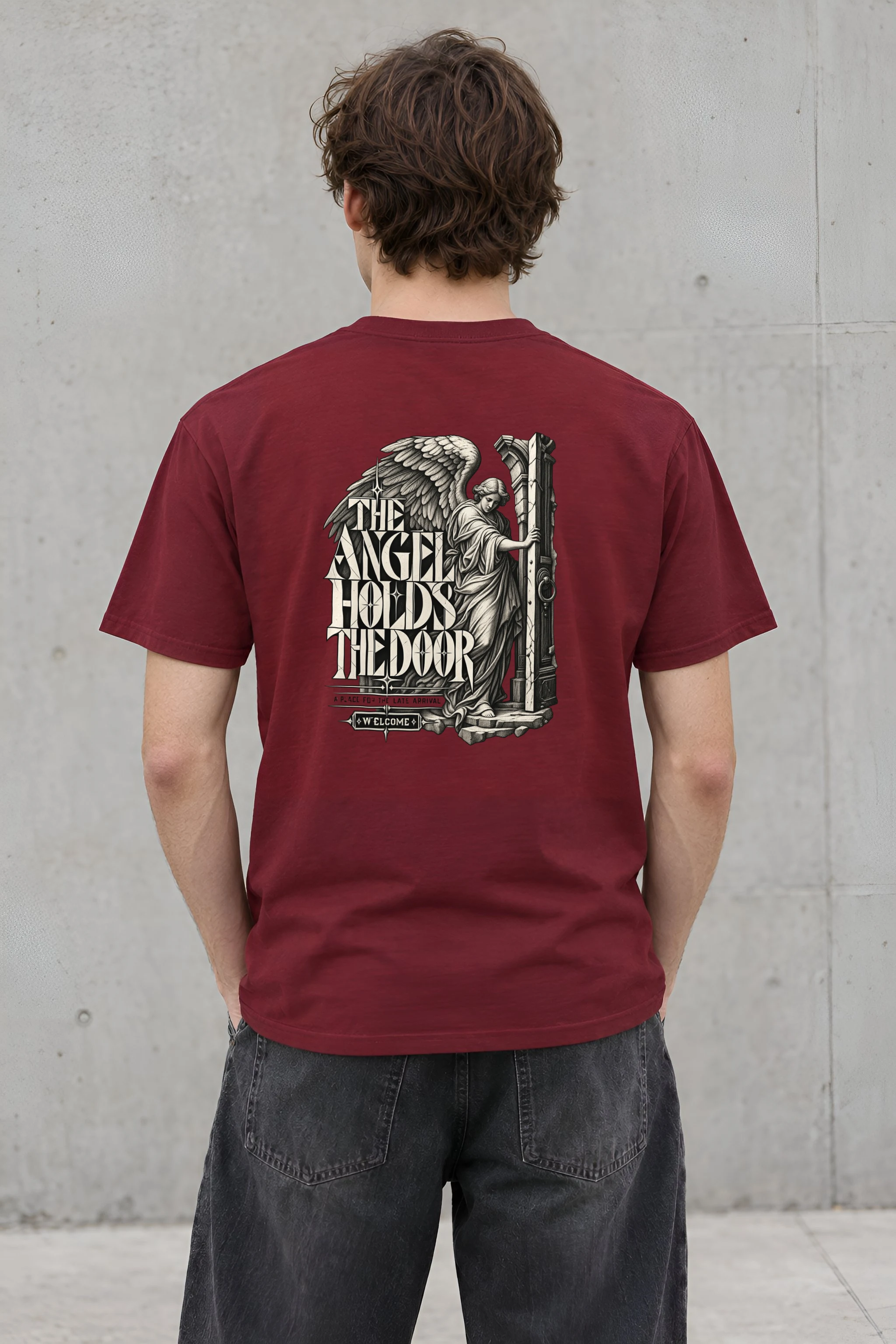 "THE ANGEL HOLDS THE DOOR" Heavyweight Unisex Crewneck T-shirt