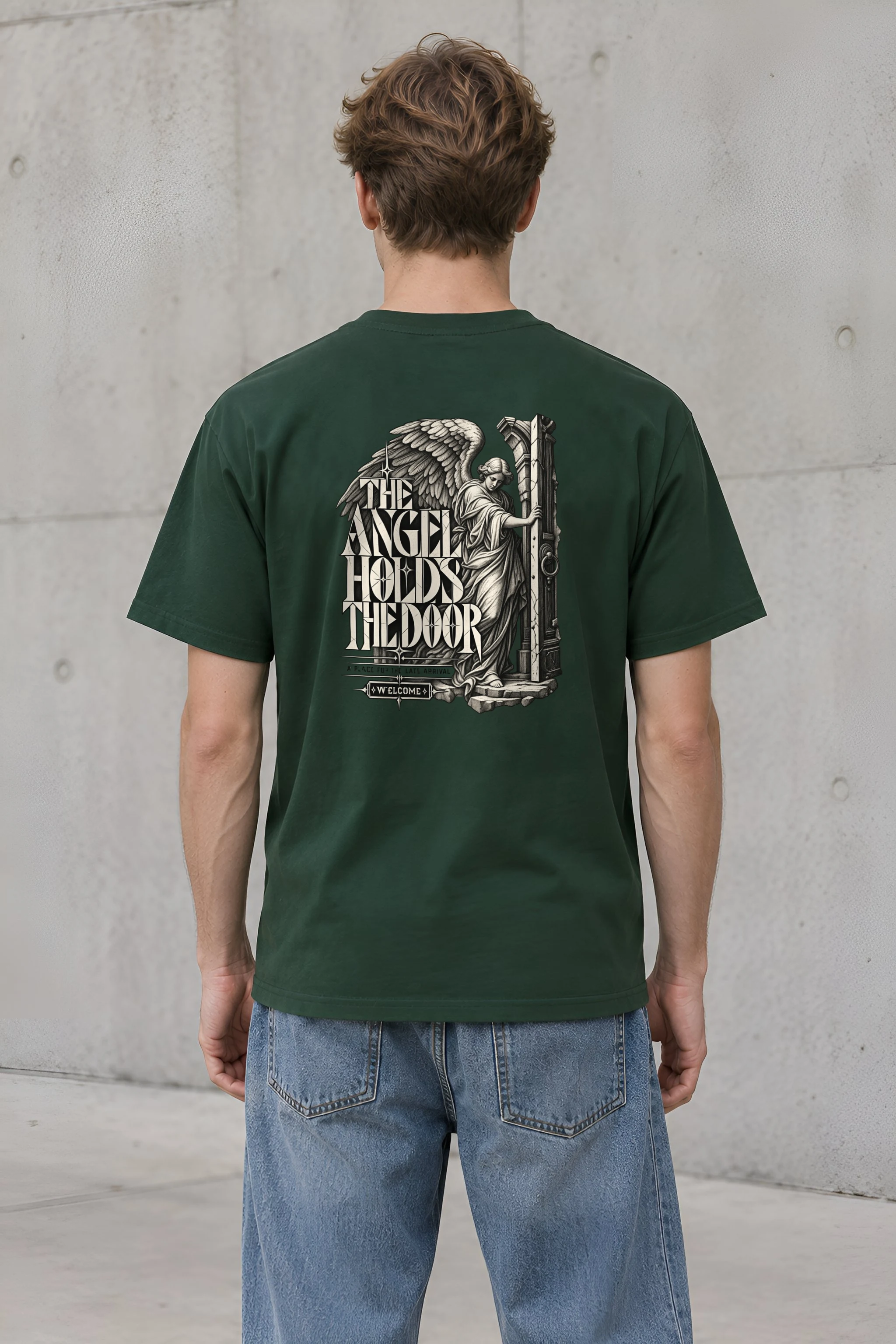 "THE ANGEL HOLDS THE DOOR" Heavyweight Unisex Crewneck T-shirt