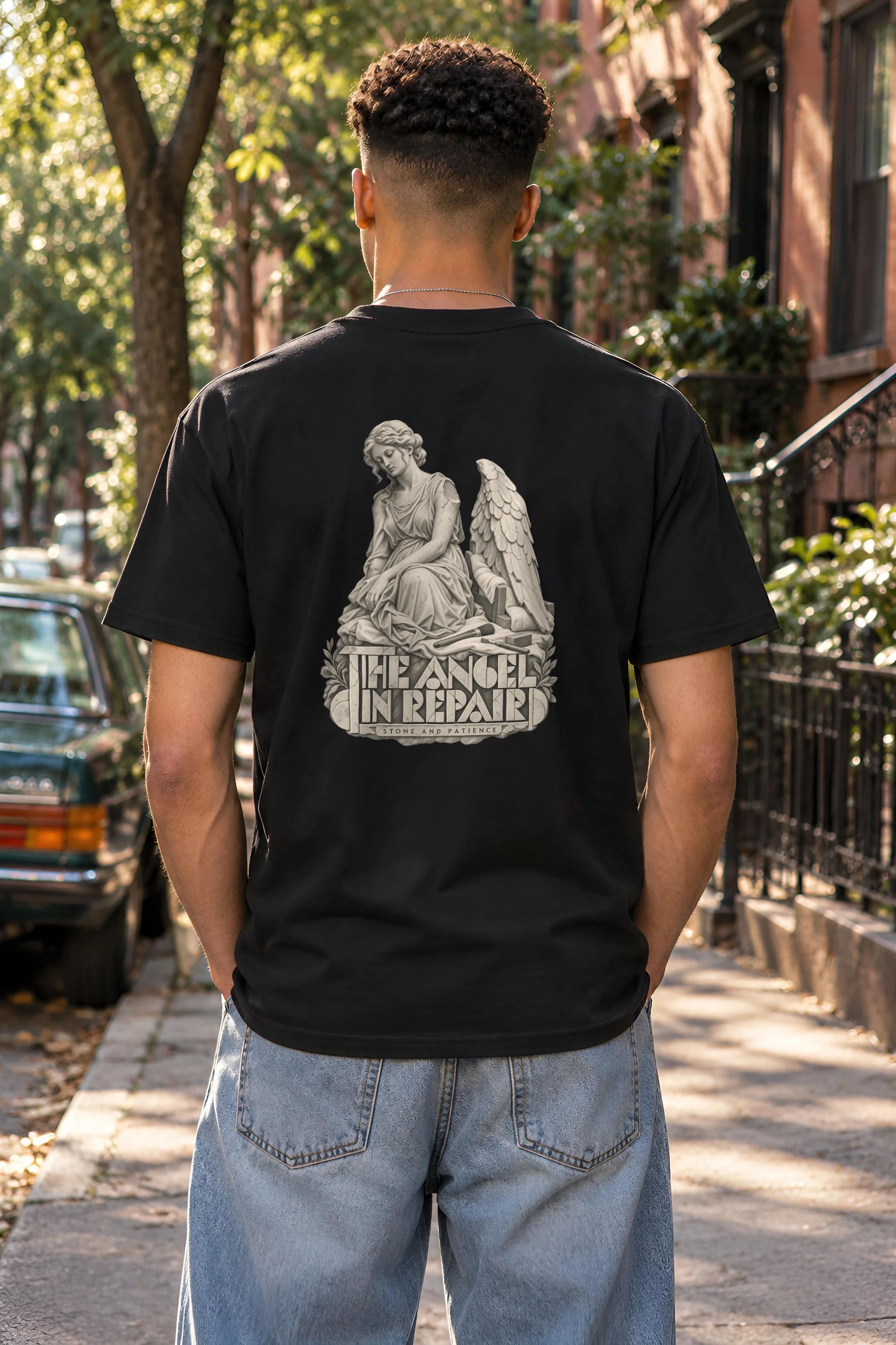 "The Angel in Repair Stone and Patience" Heavyweight Unisex Crewneck T-shirt