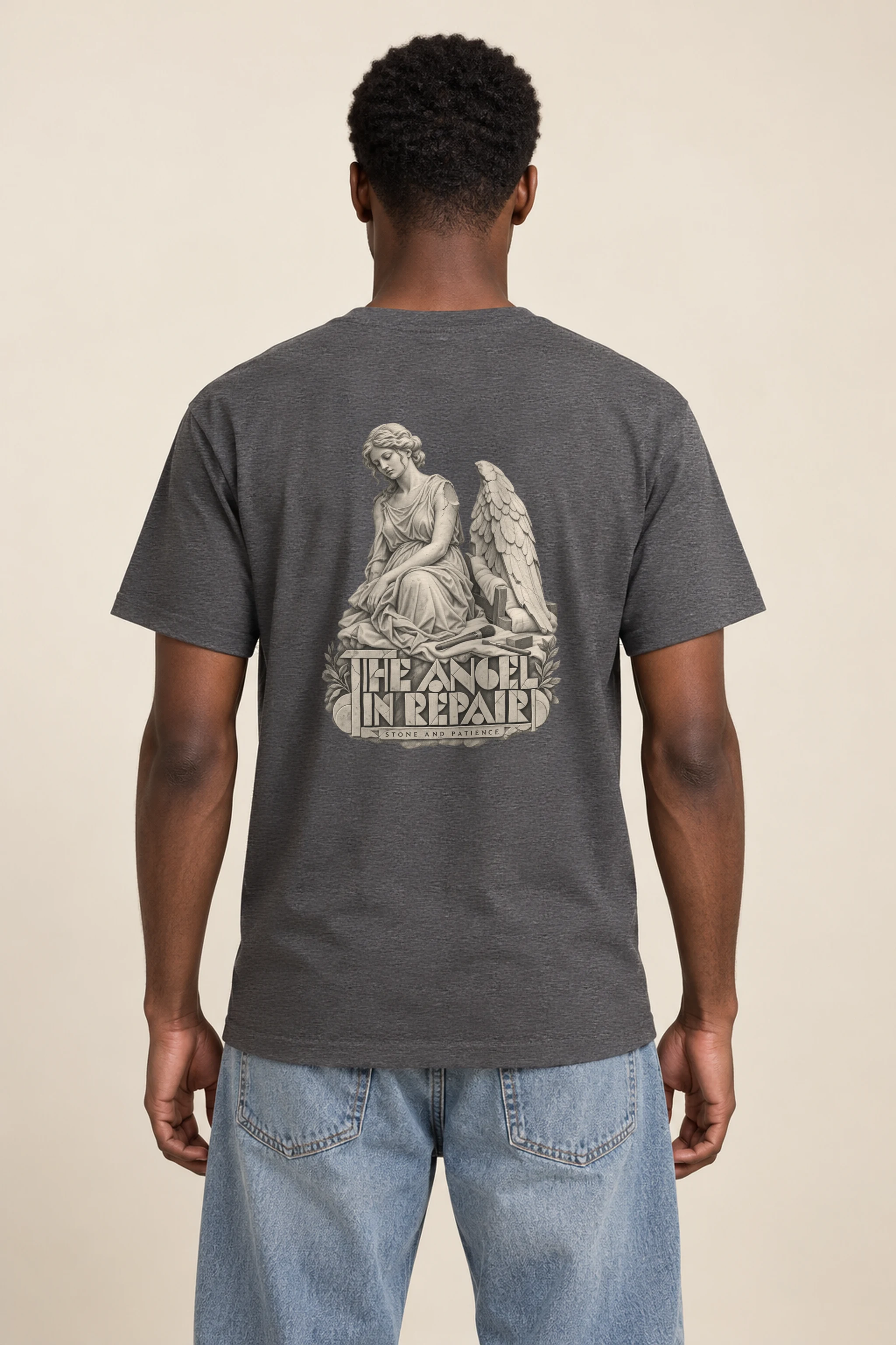 "The Angel in Repair Stone and Patience" Heavyweight Unisex Crewneck T-shirt