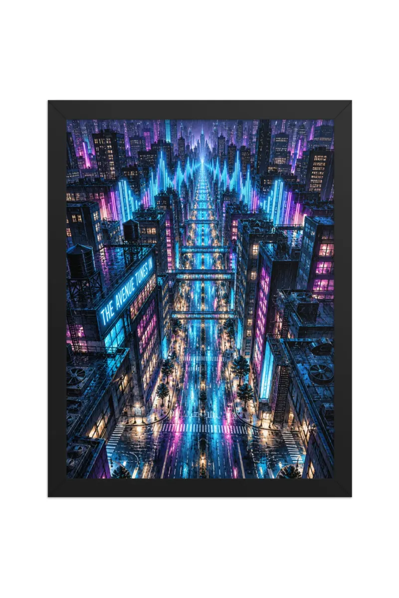 “The Avenue Tunes In” Premium Wooden Framed Poster