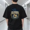 "THE BAKERY WAKES BEFORE US NIGHT WINDOW SOCIETY . EST. 1982" Men's Oversized Heavyweight Crewneck T-Shirt