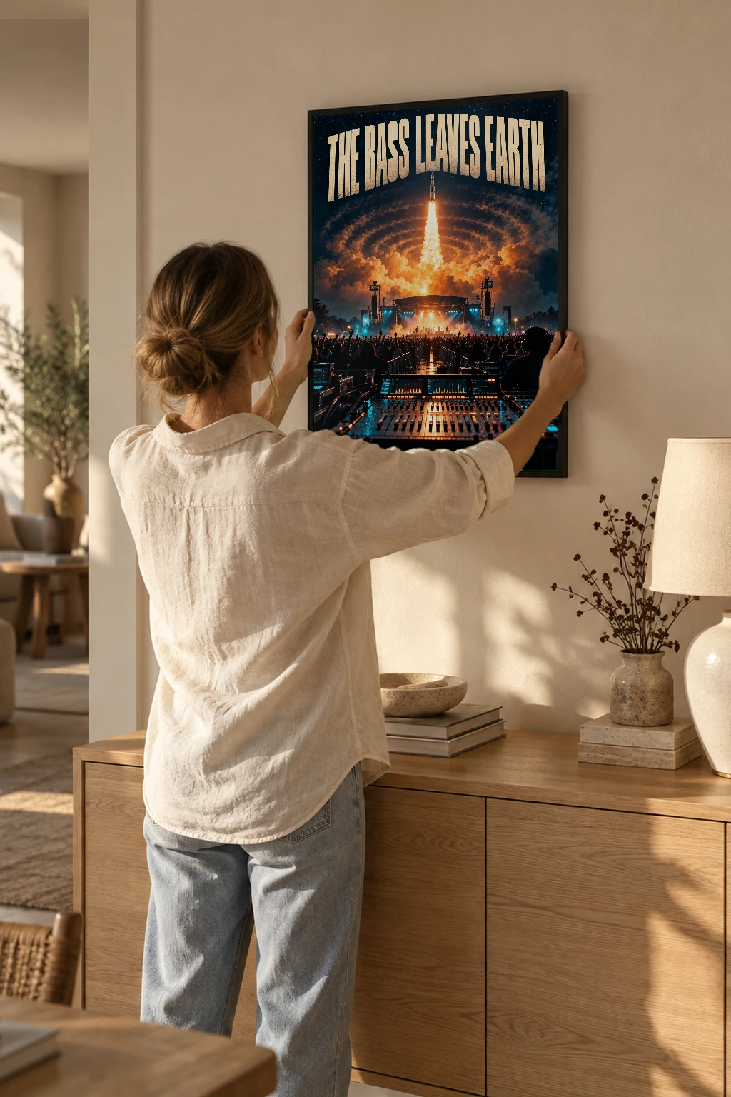 "The Bass Leaves Earth" Premium Wooden Framed Poster