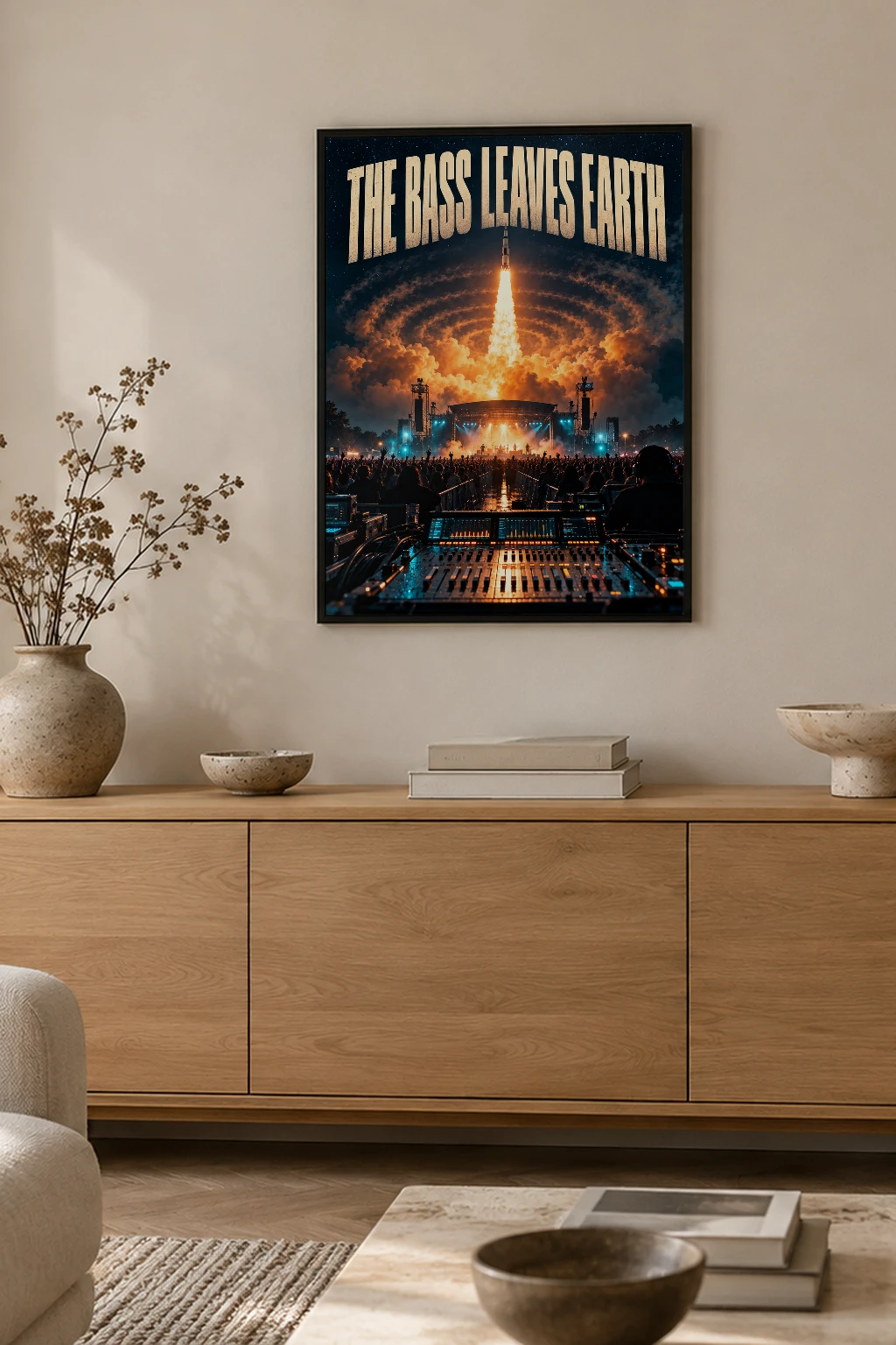 "The Bass Leaves Earth" Premium Wooden Framed Poster