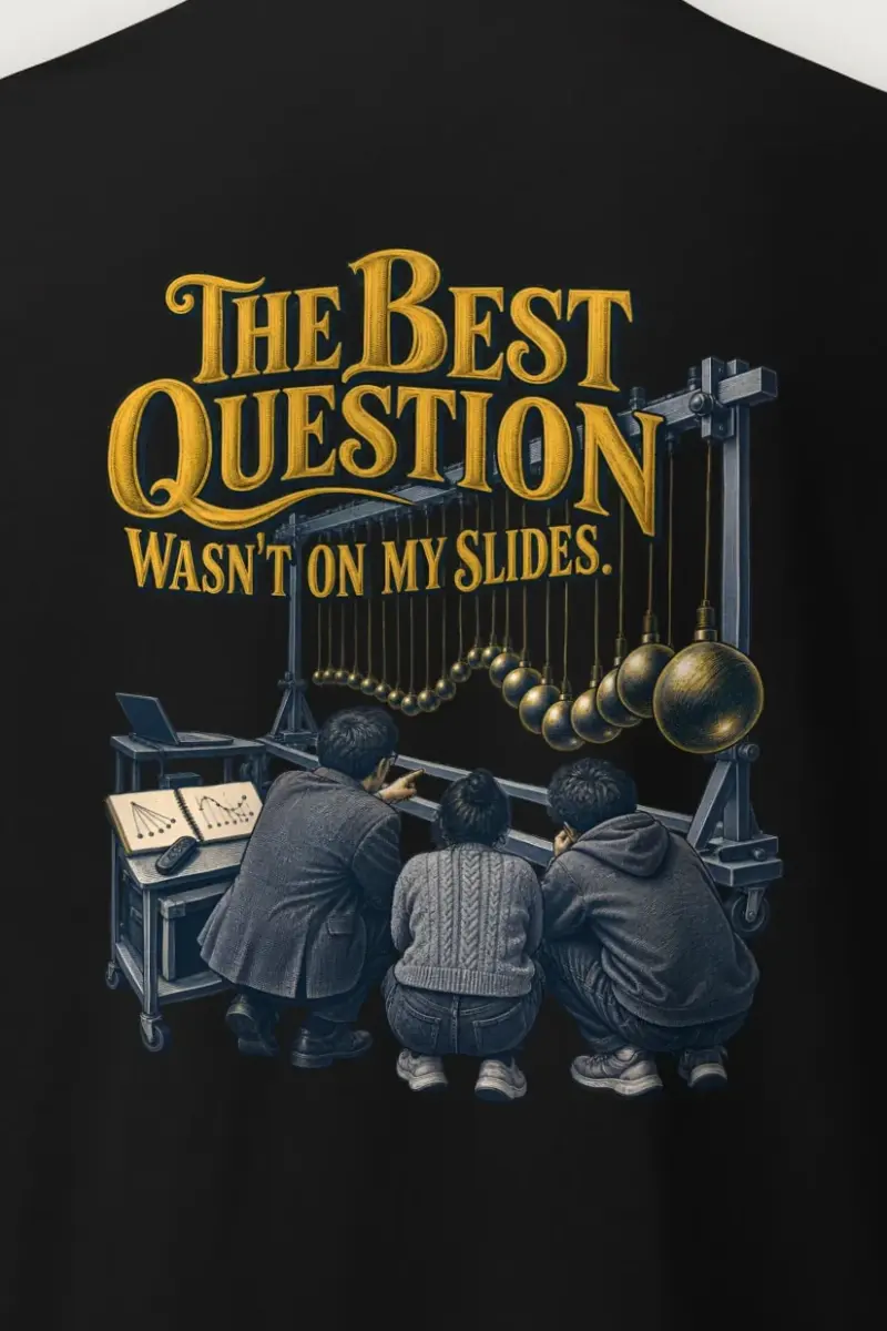 "The Best Question" Heavyweight Unisex Crewneck T-shirt - the graphic up close