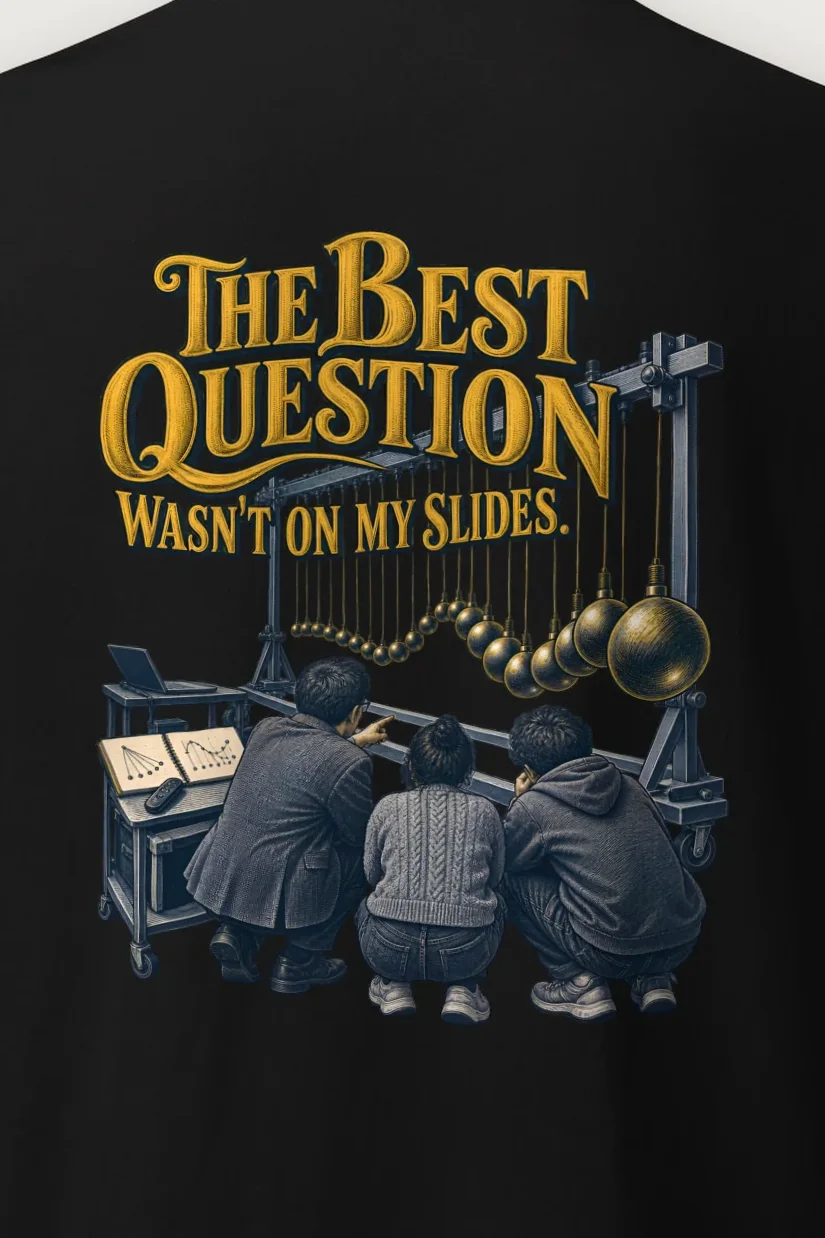 "The Best Question" Heavyweight Unisex Crewneck T-shirt - the graphic up close