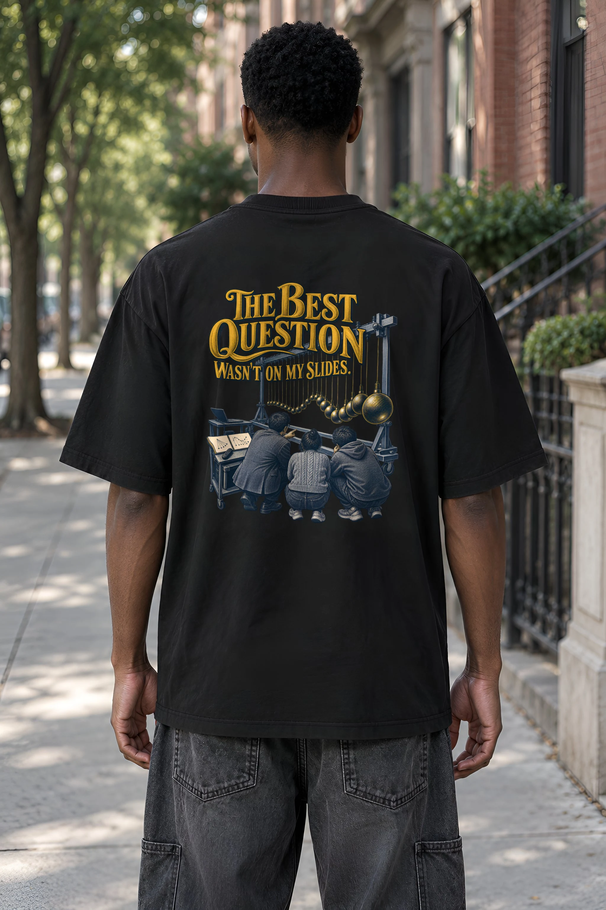 "The Best Question" Men's Oversized Heavyweight Crewneck T-Shirt