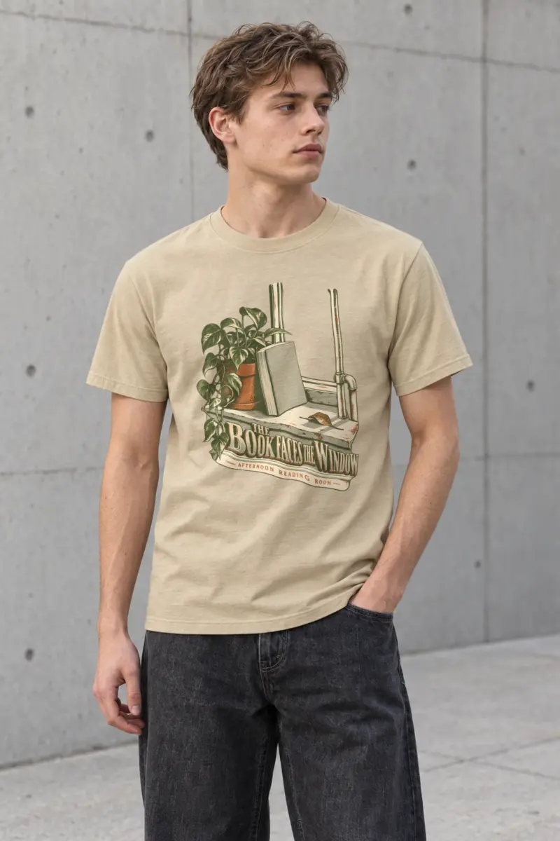 "The Book Faces the Window" Heavyweight Unisex Crewneck T-shirt