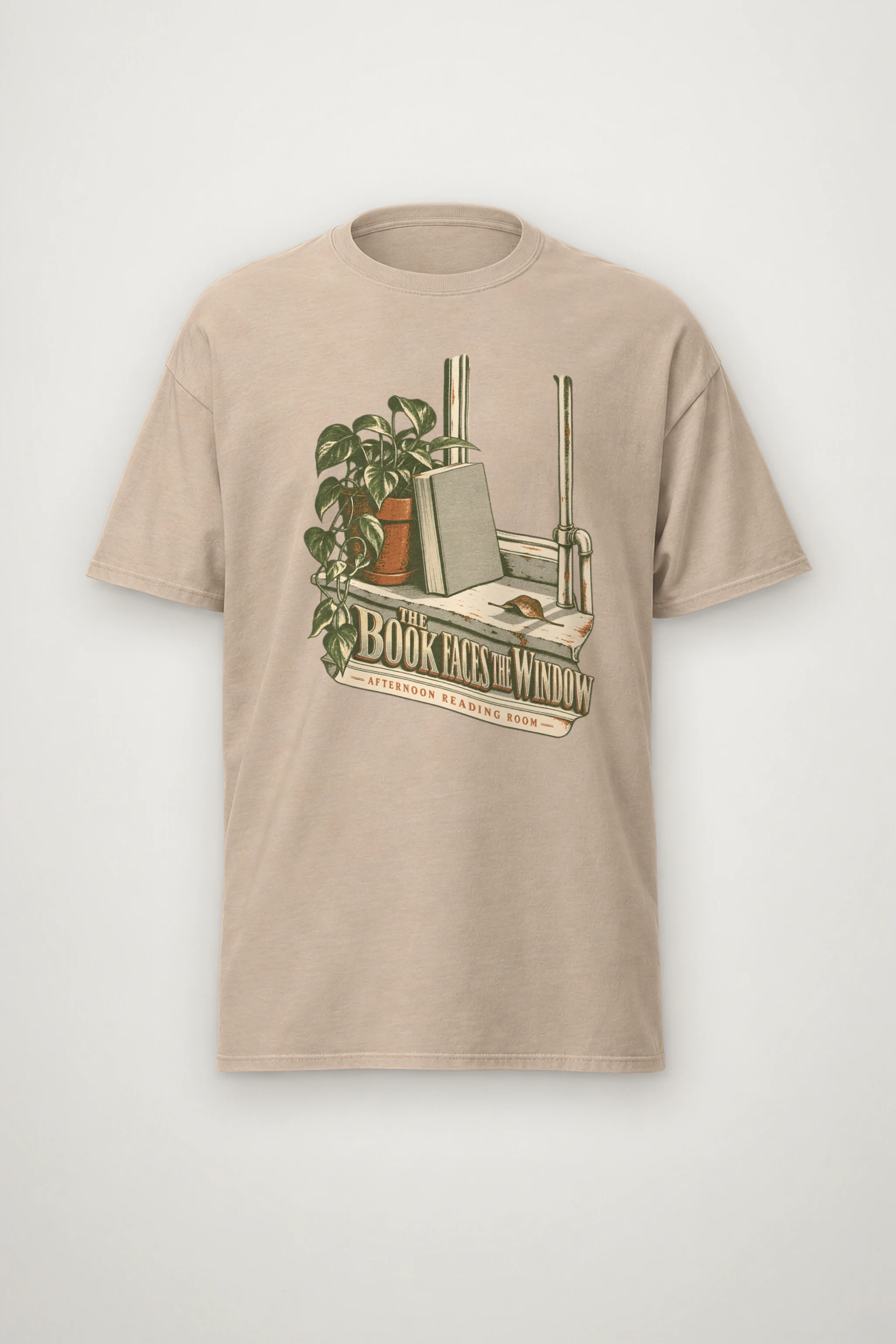 "The Book Faces the Window" Heavyweight Unisex Crewneck T-shirt
