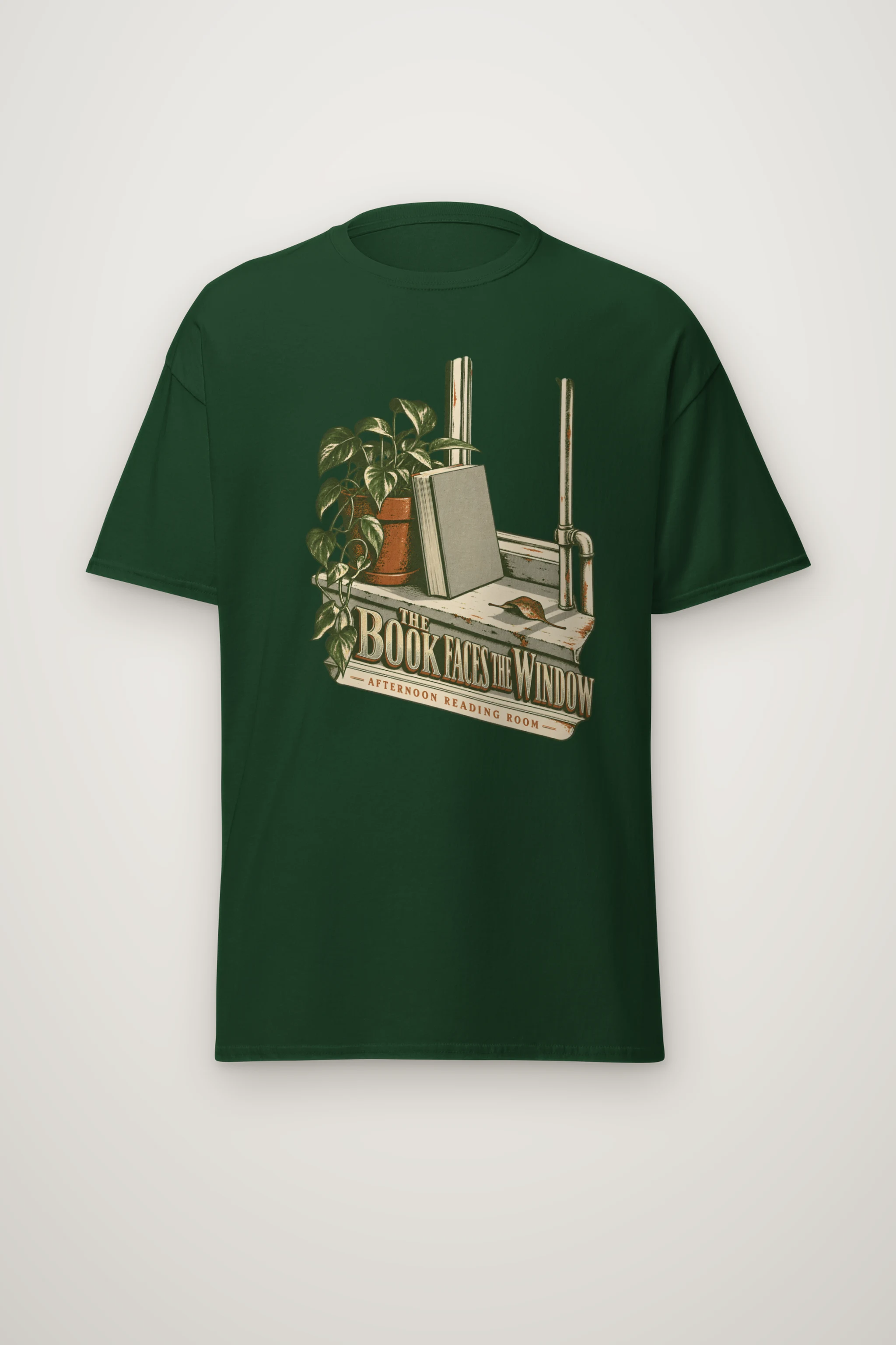 "The Book Faces the Window" Heavyweight Unisex Crewneck T-shirt