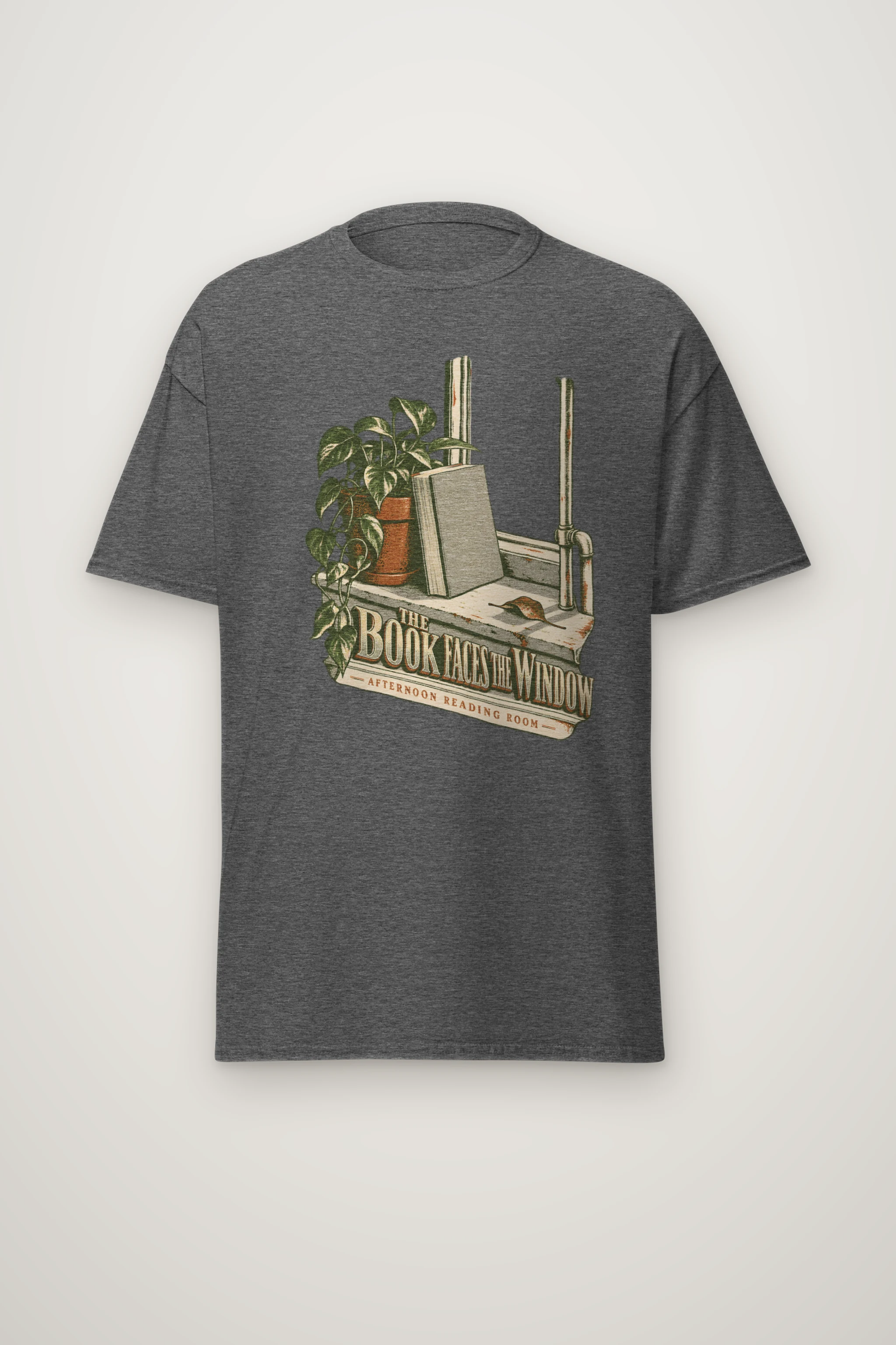 "The Book Faces the Window" Heavyweight Unisex Crewneck T-shirt