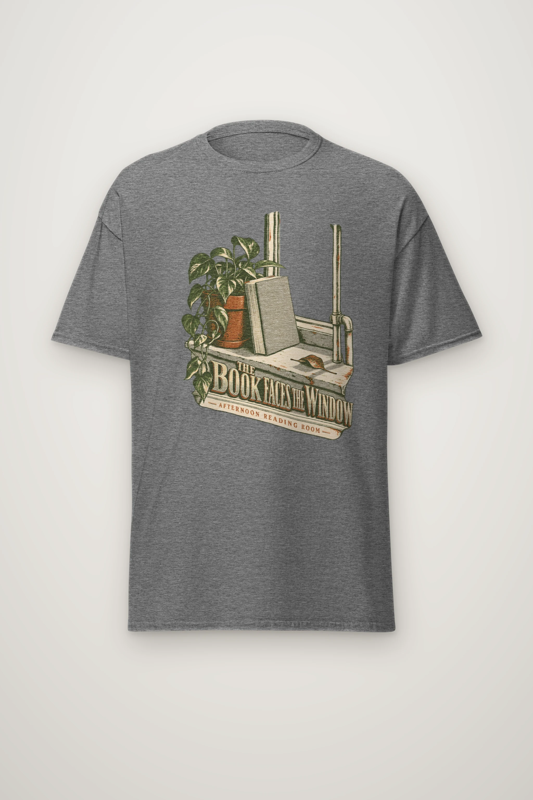 "The Book Faces the Window" Heavyweight Unisex Crewneck T-shirt