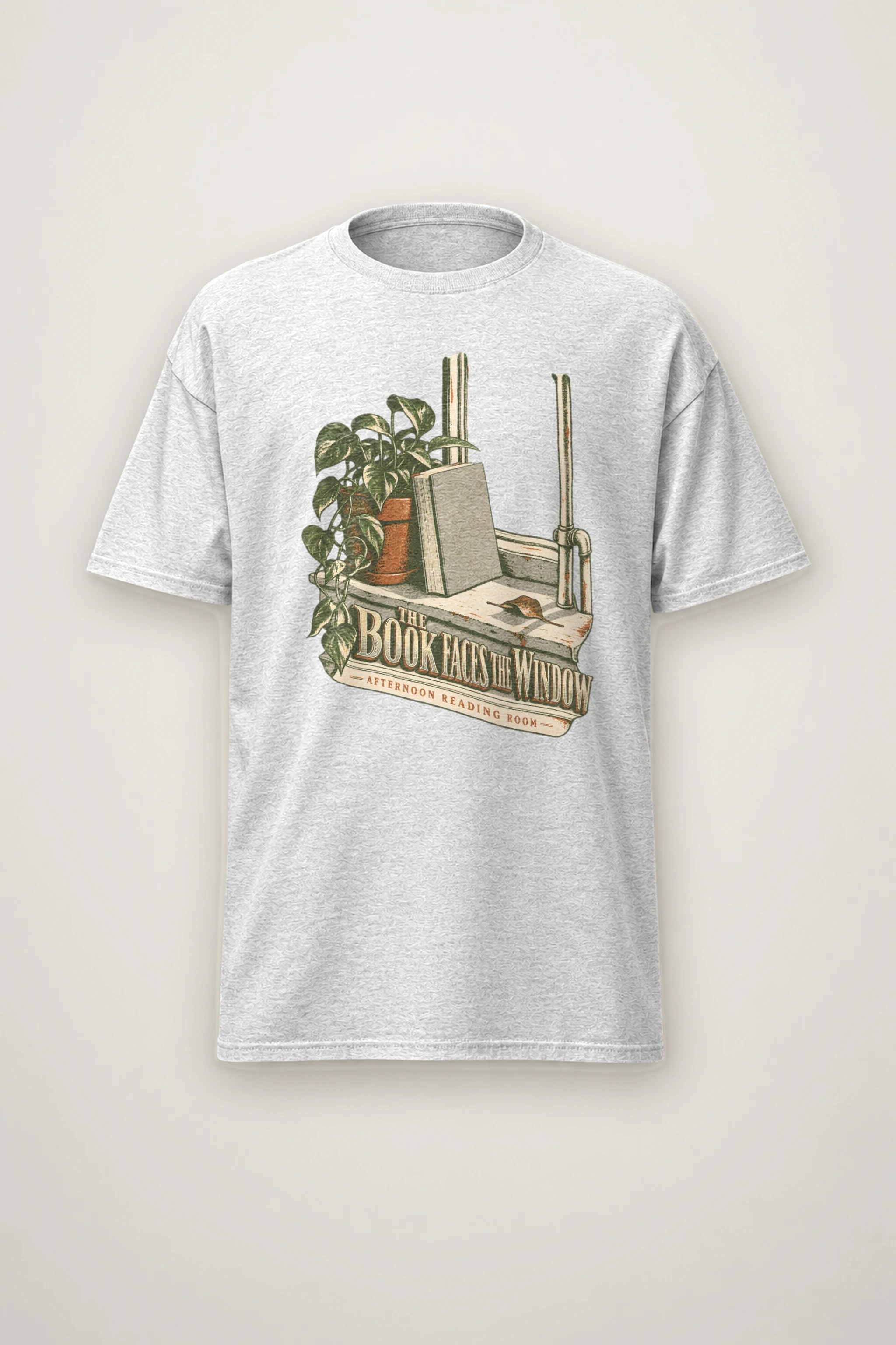 "The Book Faces the Window" Heavyweight Unisex Crewneck T-shirt
