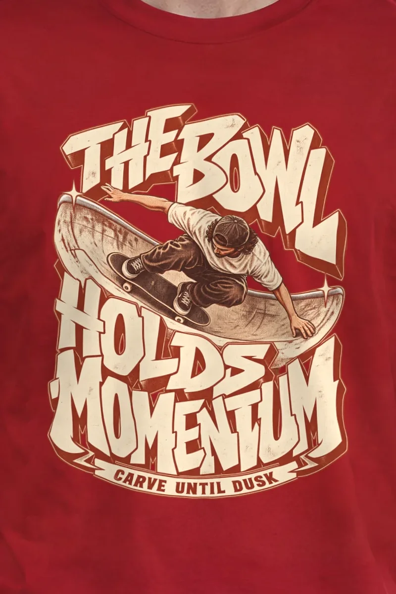 "The Bowl Holds Momentum" Heavyweight Unisex Crewneck T-shirt - the graphic up close