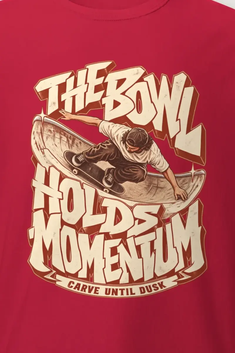 "The Bowl Holds Momentum" Heavyweight Unisex Crewneck T-shirt - the graphic up close