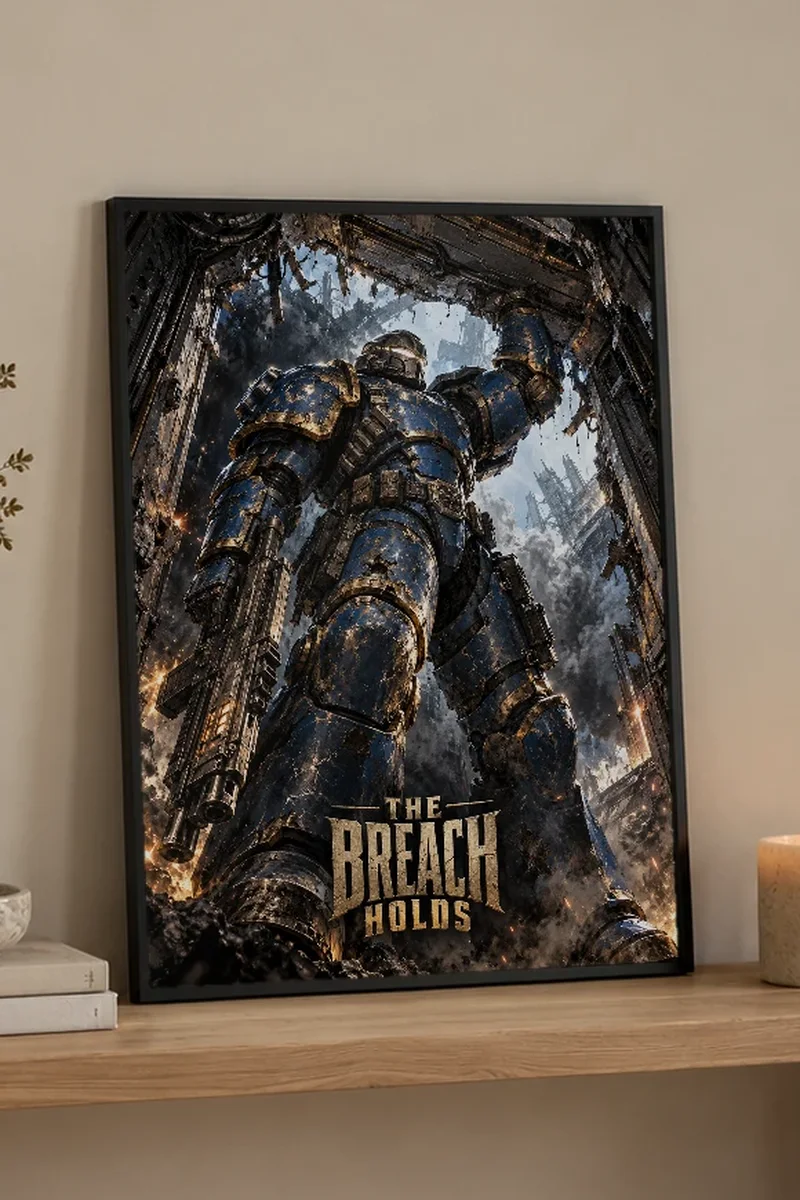"The Breach Holds" Premium Wooden Framed Poster - the graphic up close