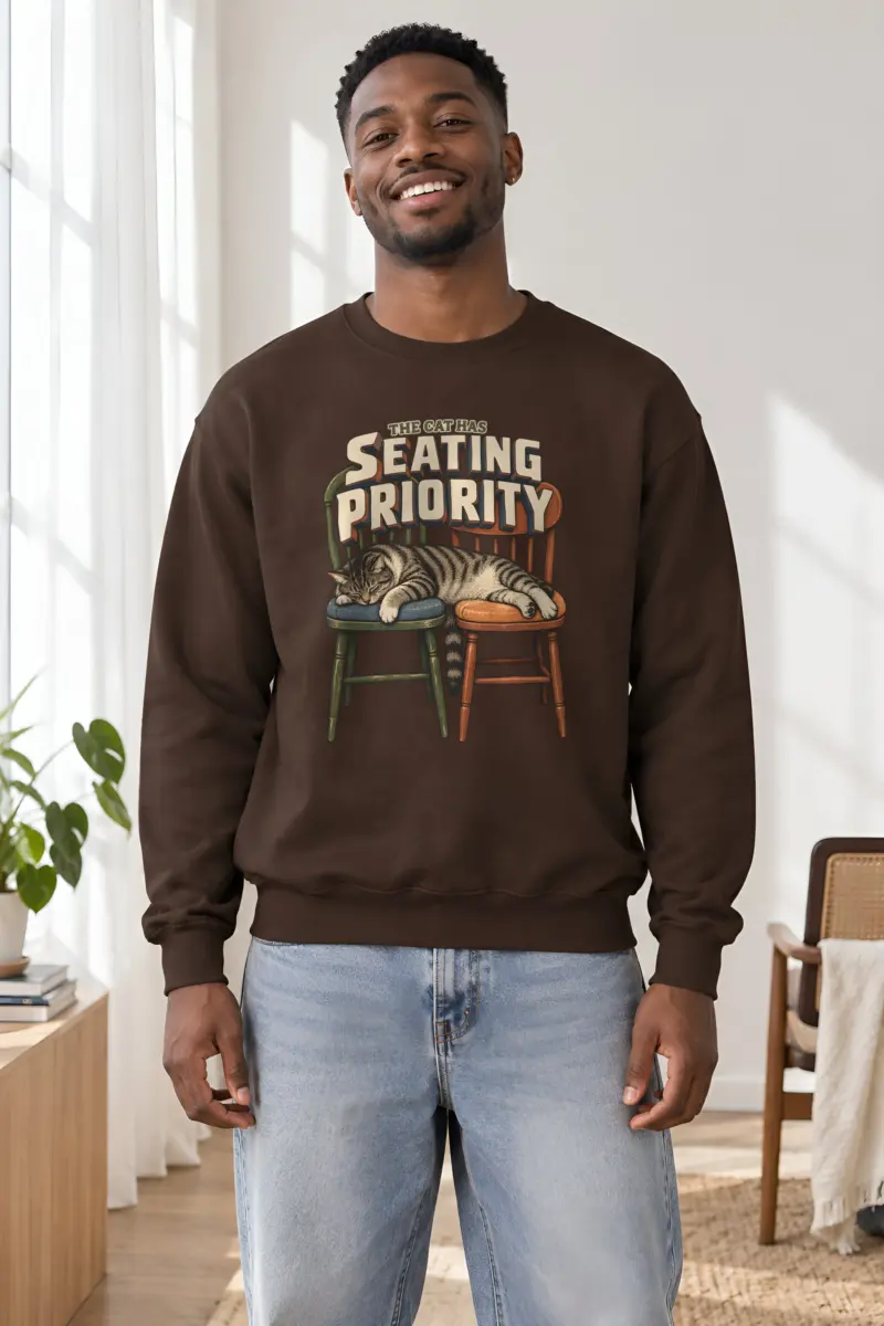 "The Cat Has Seating Priority" Heavy Blend Unisex Crewneck Sweatshirt