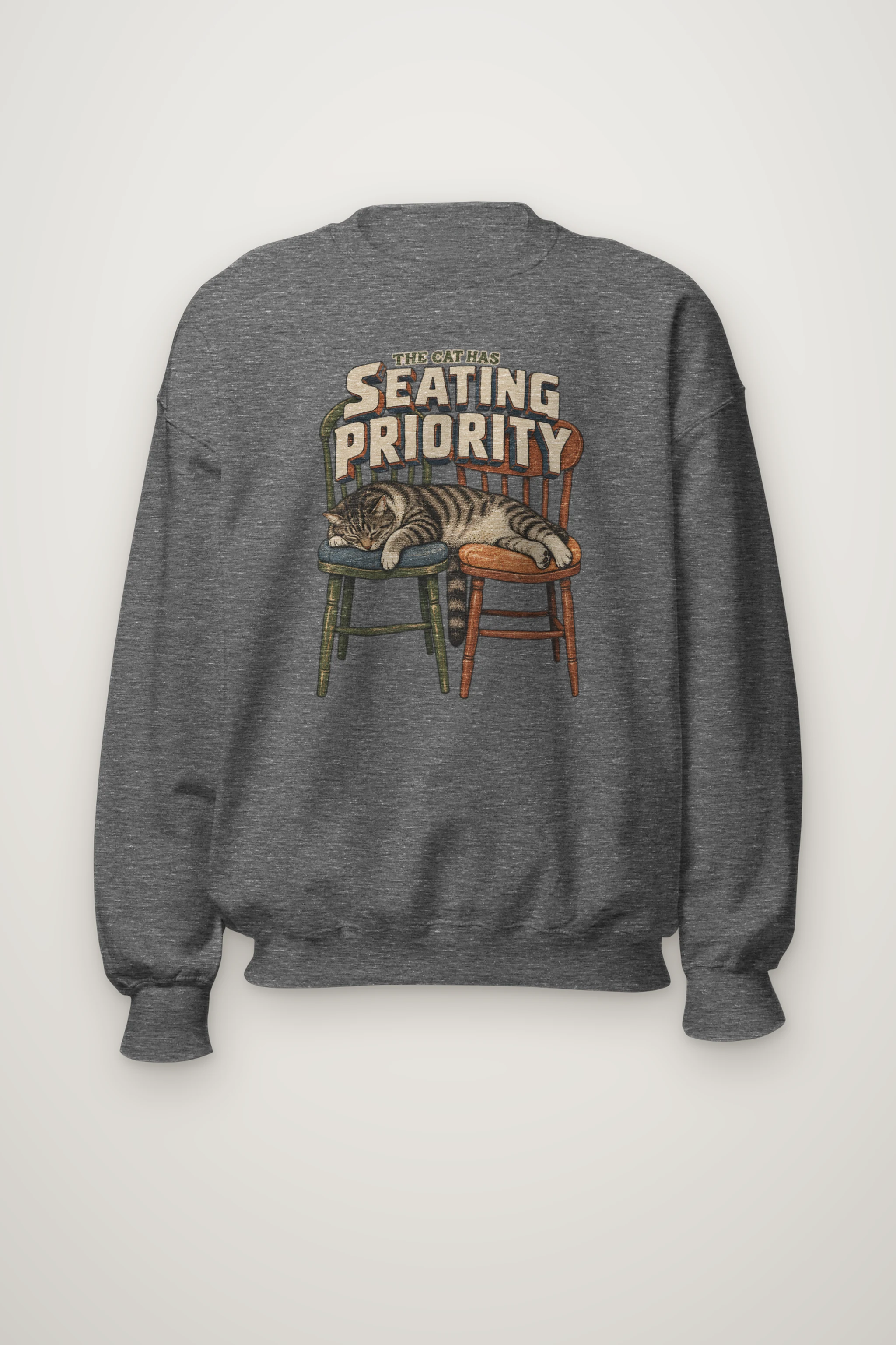 "The Cat Has Seating Priority" Heavy Blend Unisex Crewneck Sweatshirt