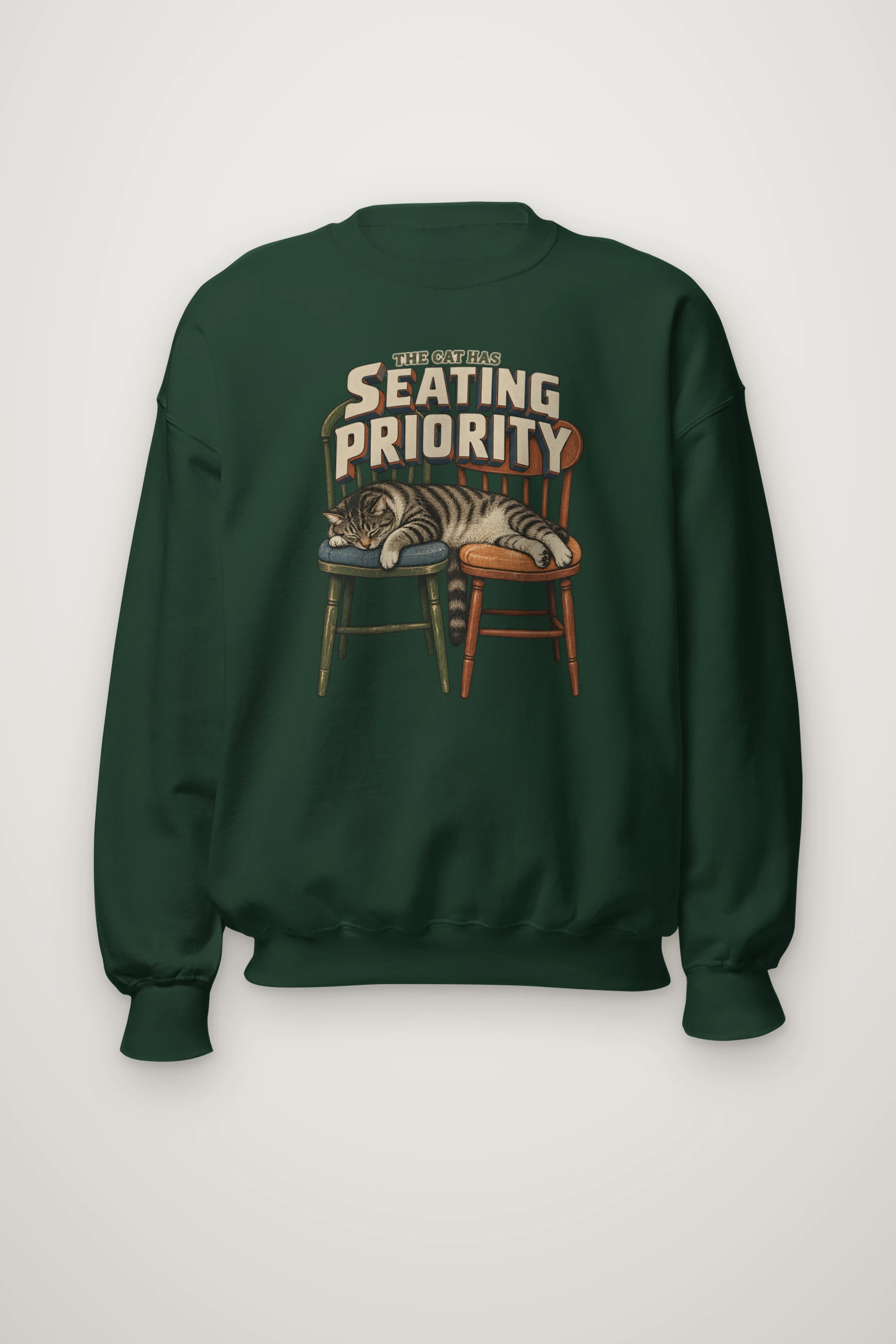 "The Cat Has Seating Priority" Heavy Blend Unisex Crewneck Sweatshirt