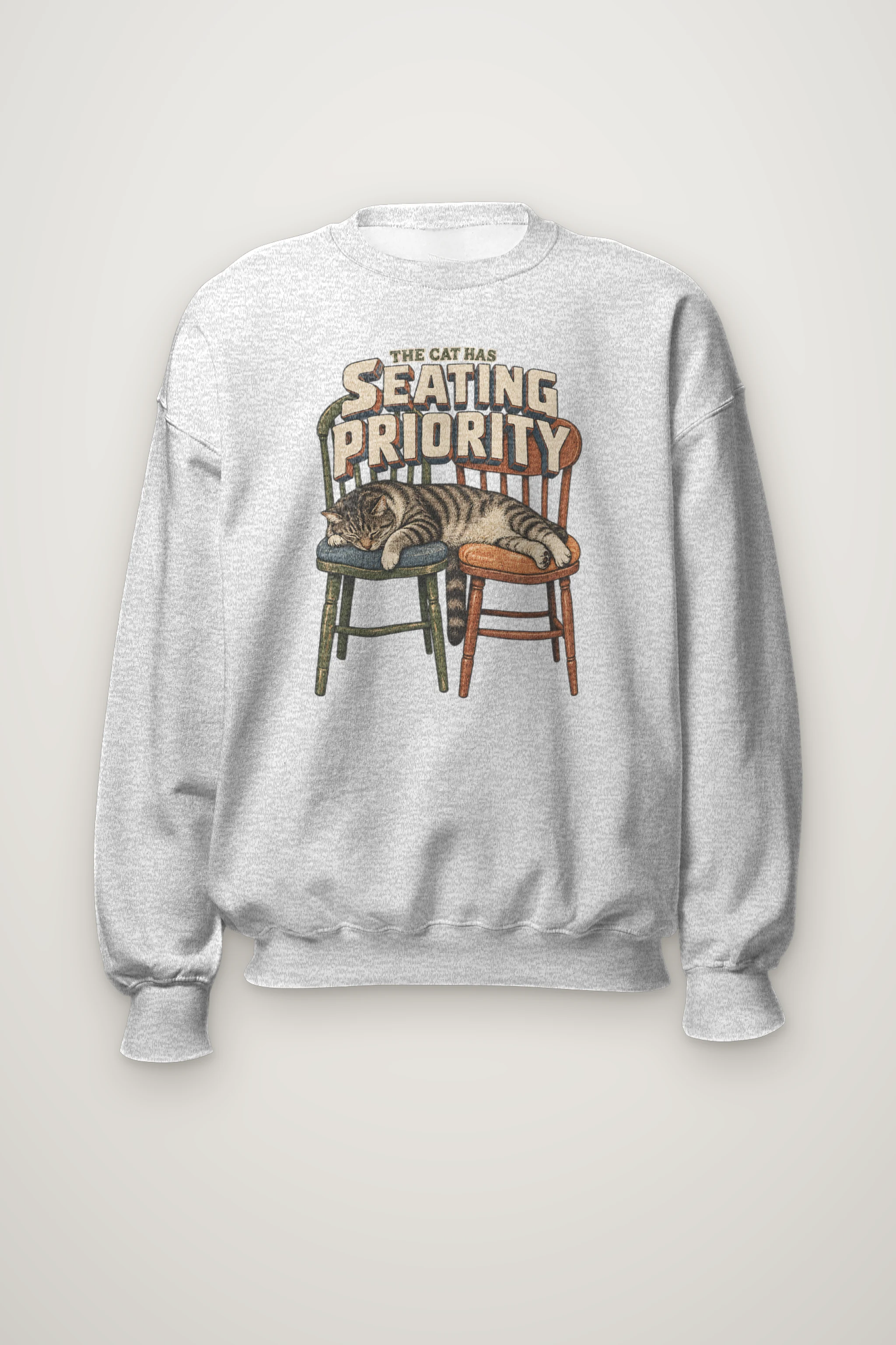 "The Cat Has Seating Priority" Heavy Blend Unisex Crewneck Sweatshirt