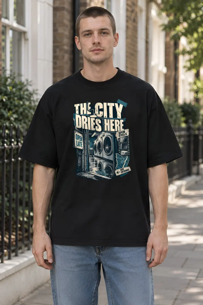 "The City Dries Here" Unisex Oversized Heavyweight Crewneck T-Shirt