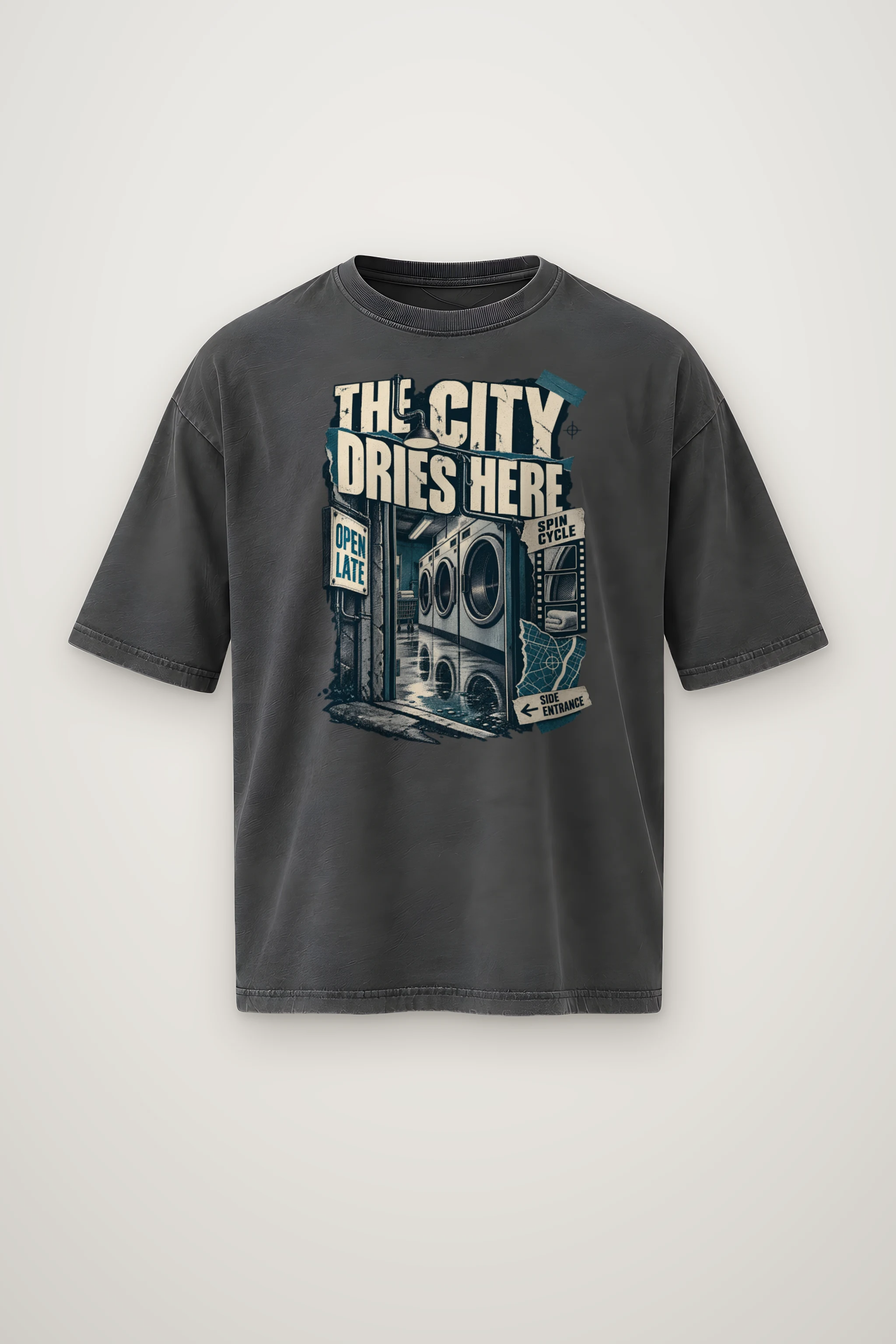 "The City Dries Here" Men's Oversized Heavyweight Crewneck T-Shirt