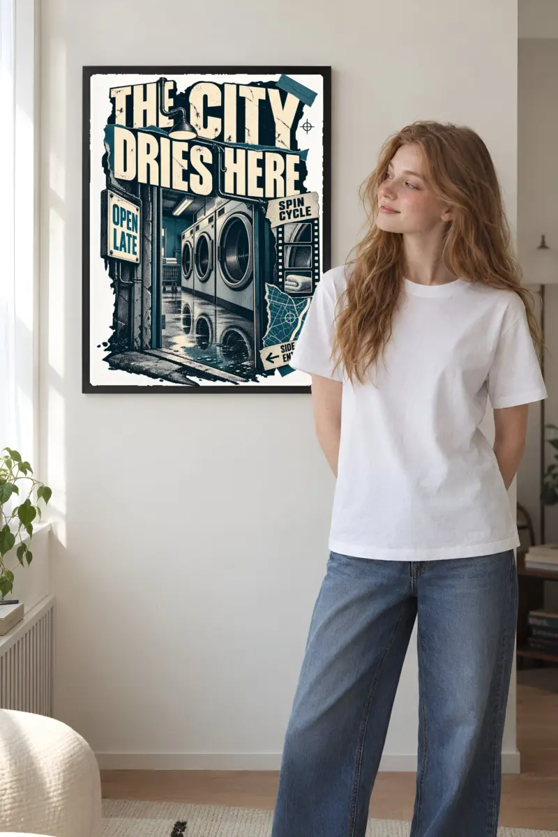 "The City Dries Here" Premium Wooden Framed Poster