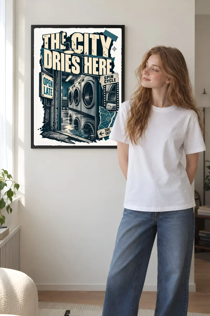"The City Dries Here" Premium Wooden Framed Poster