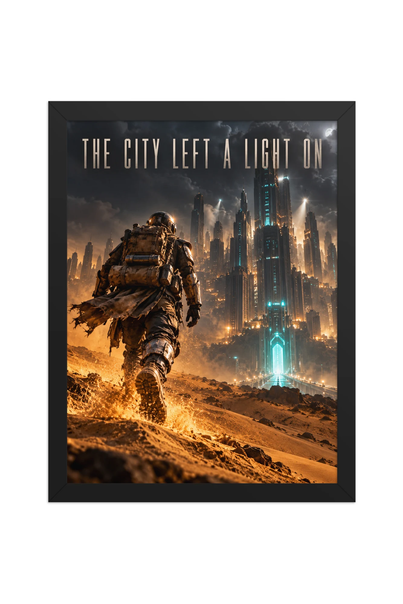 "The City Left a Light On" Premium Wooden Framed Poster