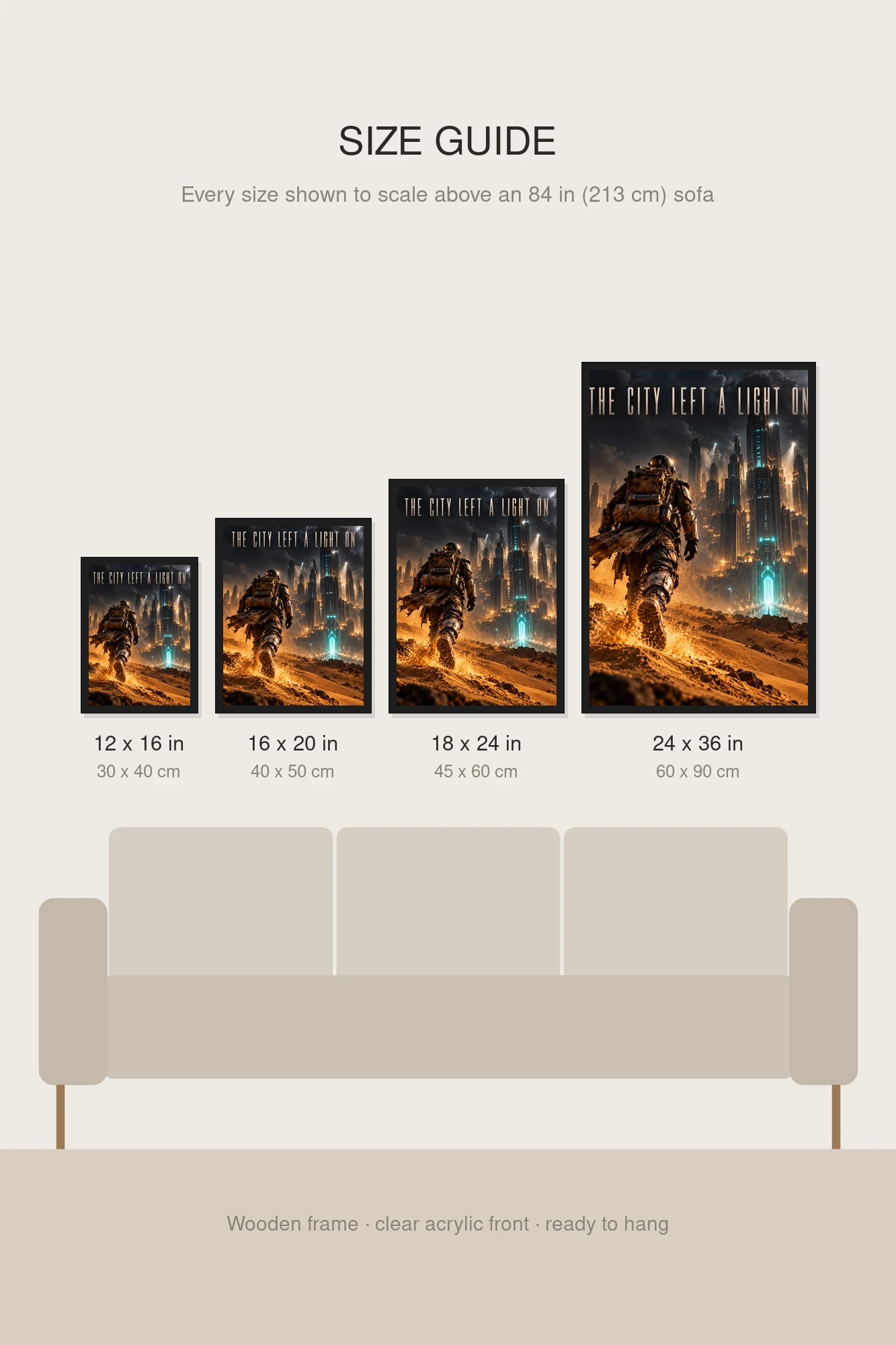 "The City Left a Light On" Premium Wooden Framed Poster