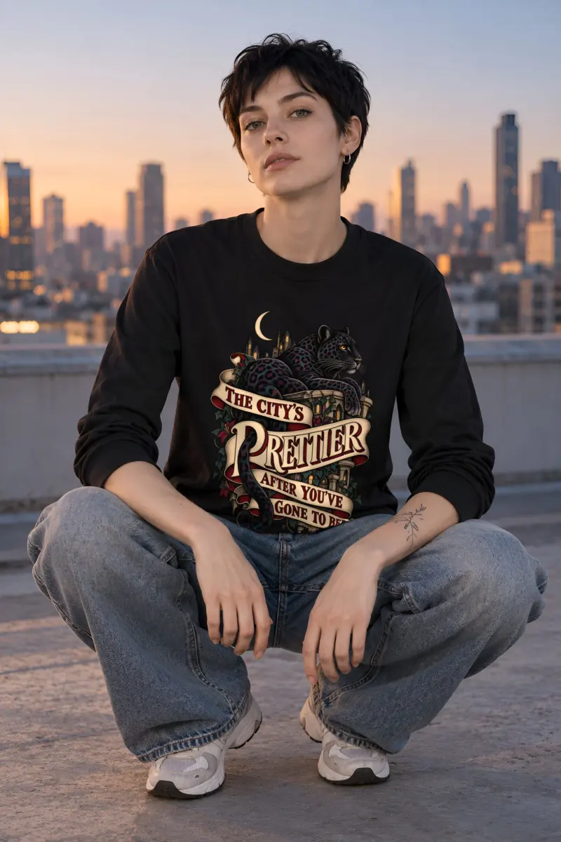 "The City's Prettier After You've Gone to Bed" Unisex Longsleeve T-shirt