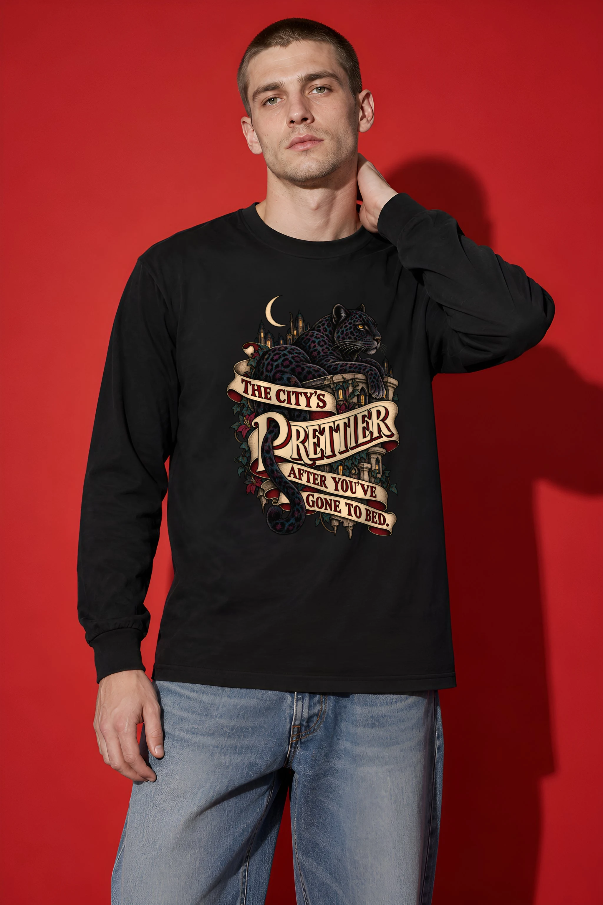 "The City's Prettier After You've Gone to Bed" Unisex Longsleeve T-shirt