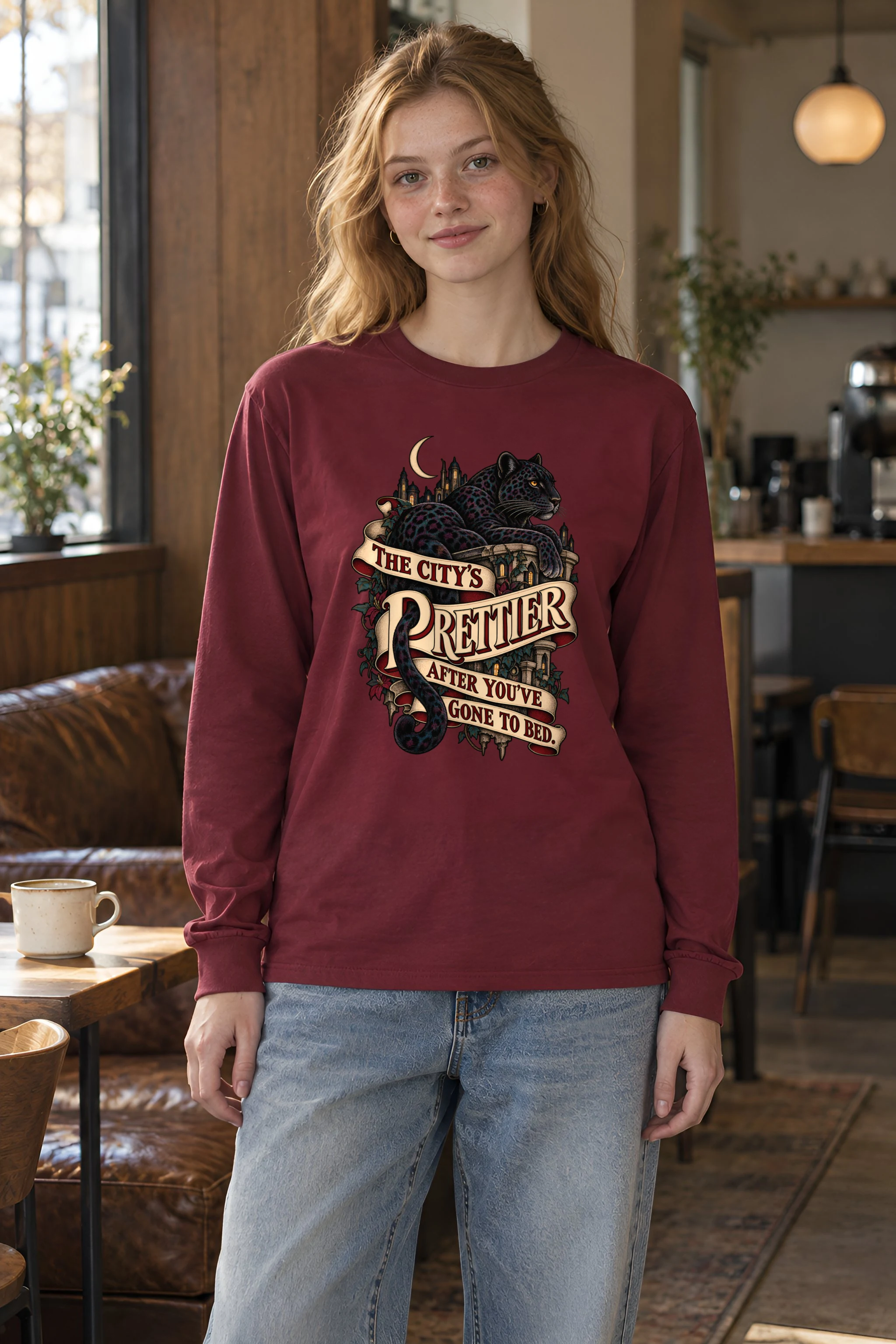 "The City's Prettier After You've Gone to Bed" Unisex Longsleeve T-shirt