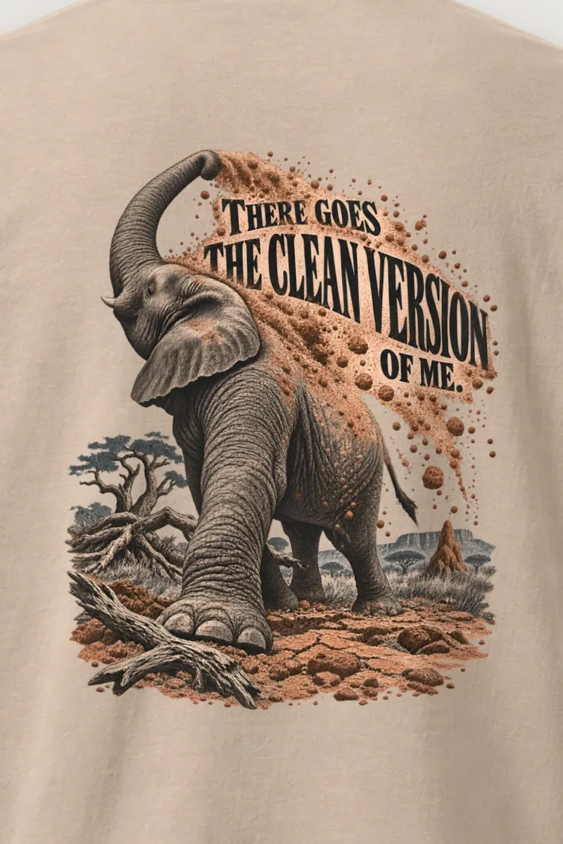 "The Clean Version of Me" Heavyweight Unisex Crewneck T-shirt - the graphic up close
